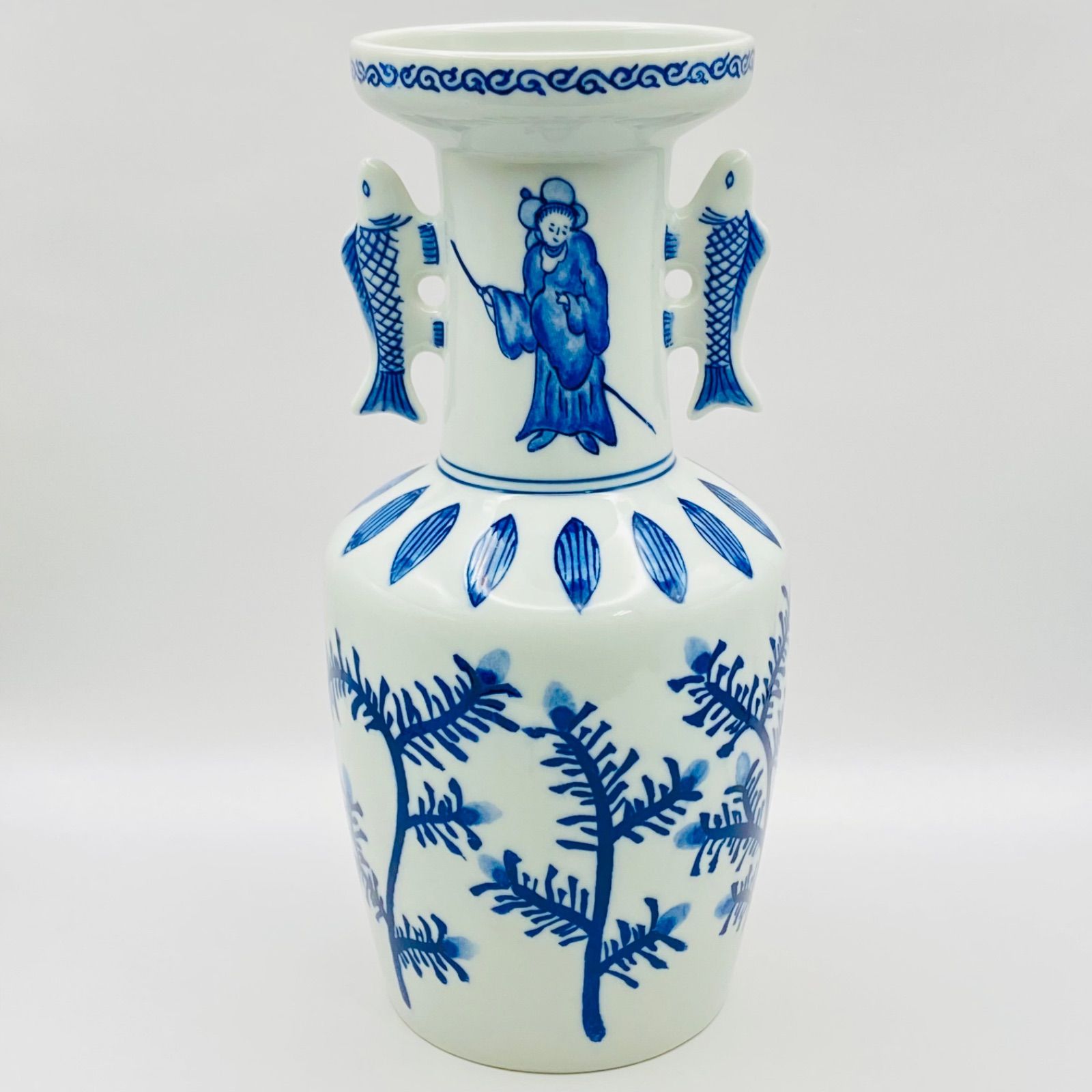 高砂花入 染付 西尾瑞豊 共箱入 茶道具 花器 華道具 花瓶 伝統工芸品