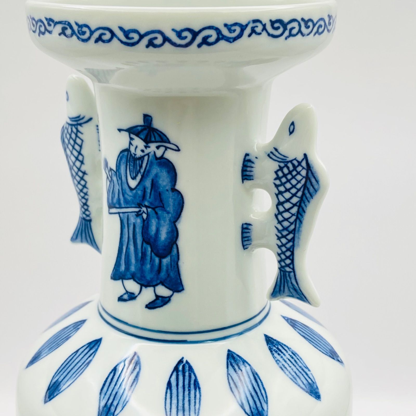 高砂花入 染付 西尾瑞豊 共箱入 茶道具 花器 華道具 花瓶 伝統工芸品