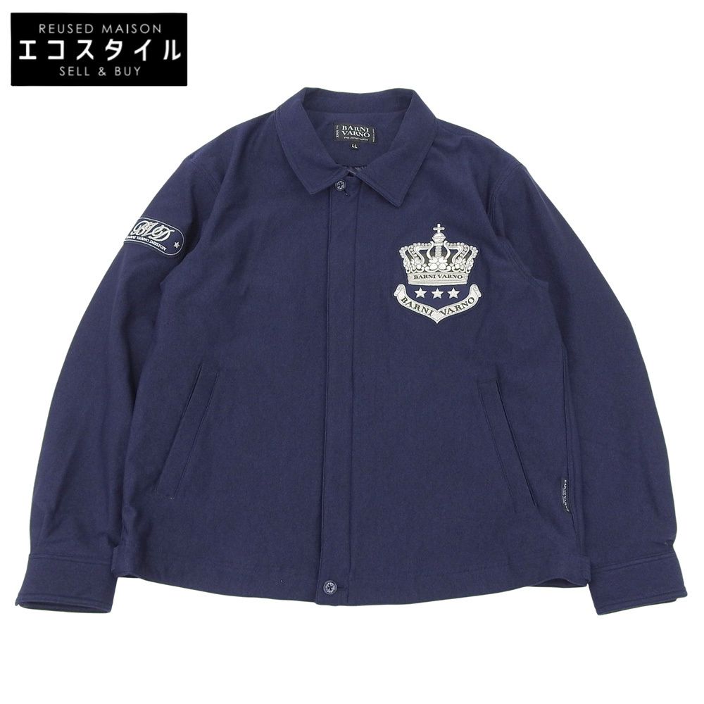 BARNI VARNO バーニヴァーノ 美品 デニム調 プリント ブルゾン ジャケット メンズ ネイビー LL 21AW BAW-KBS4164 LL