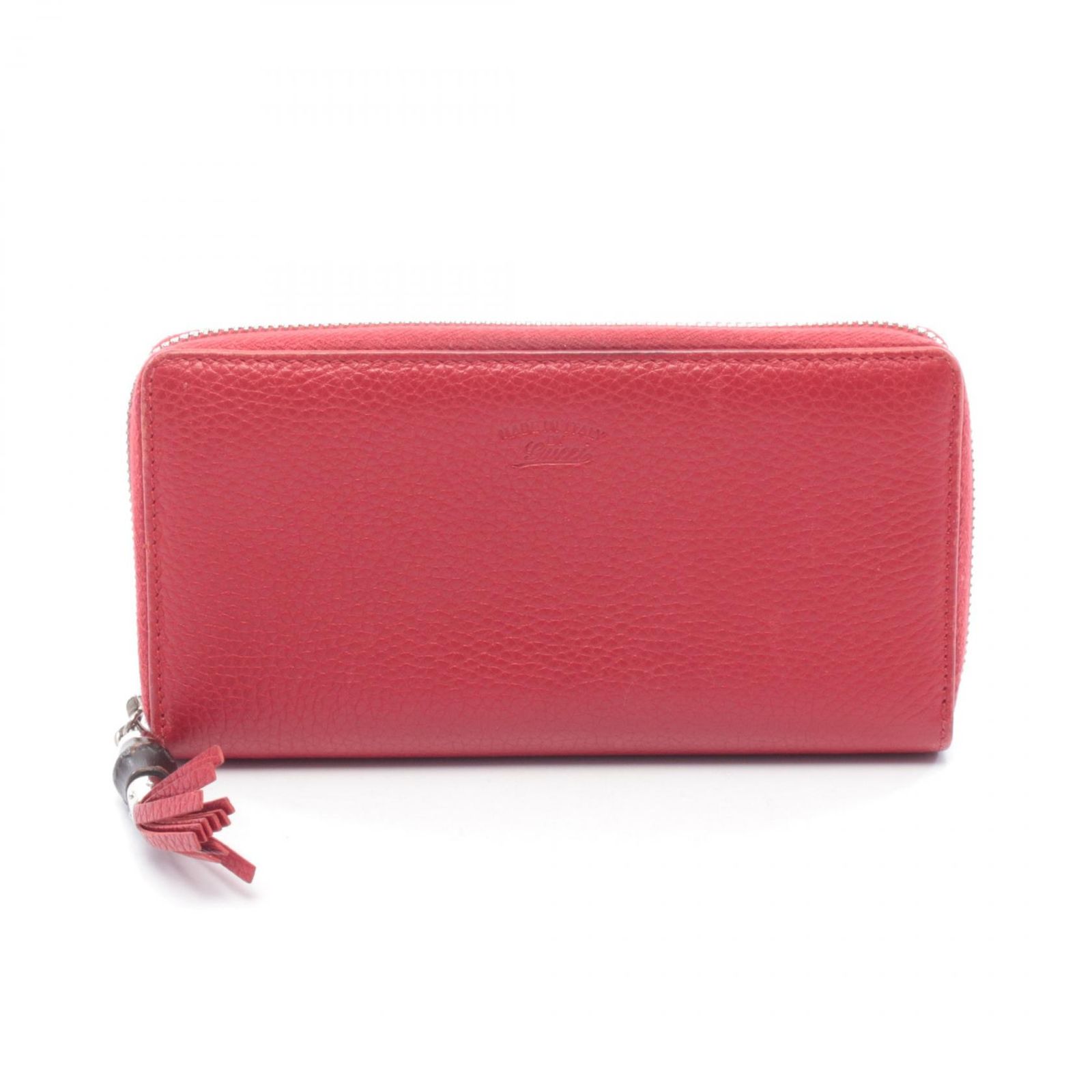 グッチ GUCCI ラウンド長財布 バンブー 307984 レッド レザー バンブー