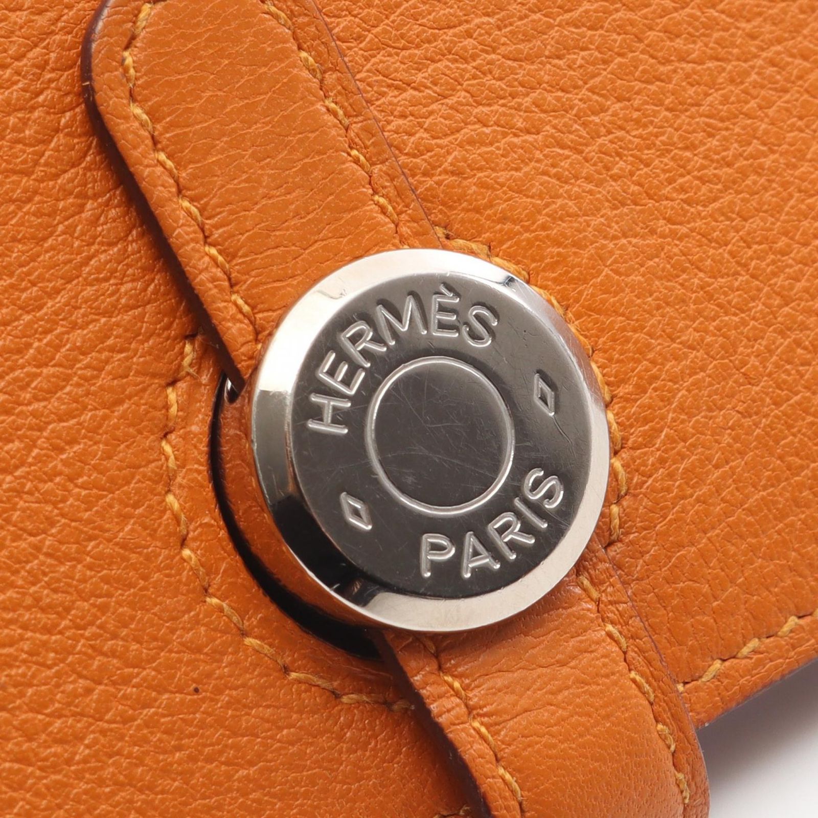 エルメス HERMES 二つ折り長財布 ドゴンロング オレンジ レザー ドゴン 
