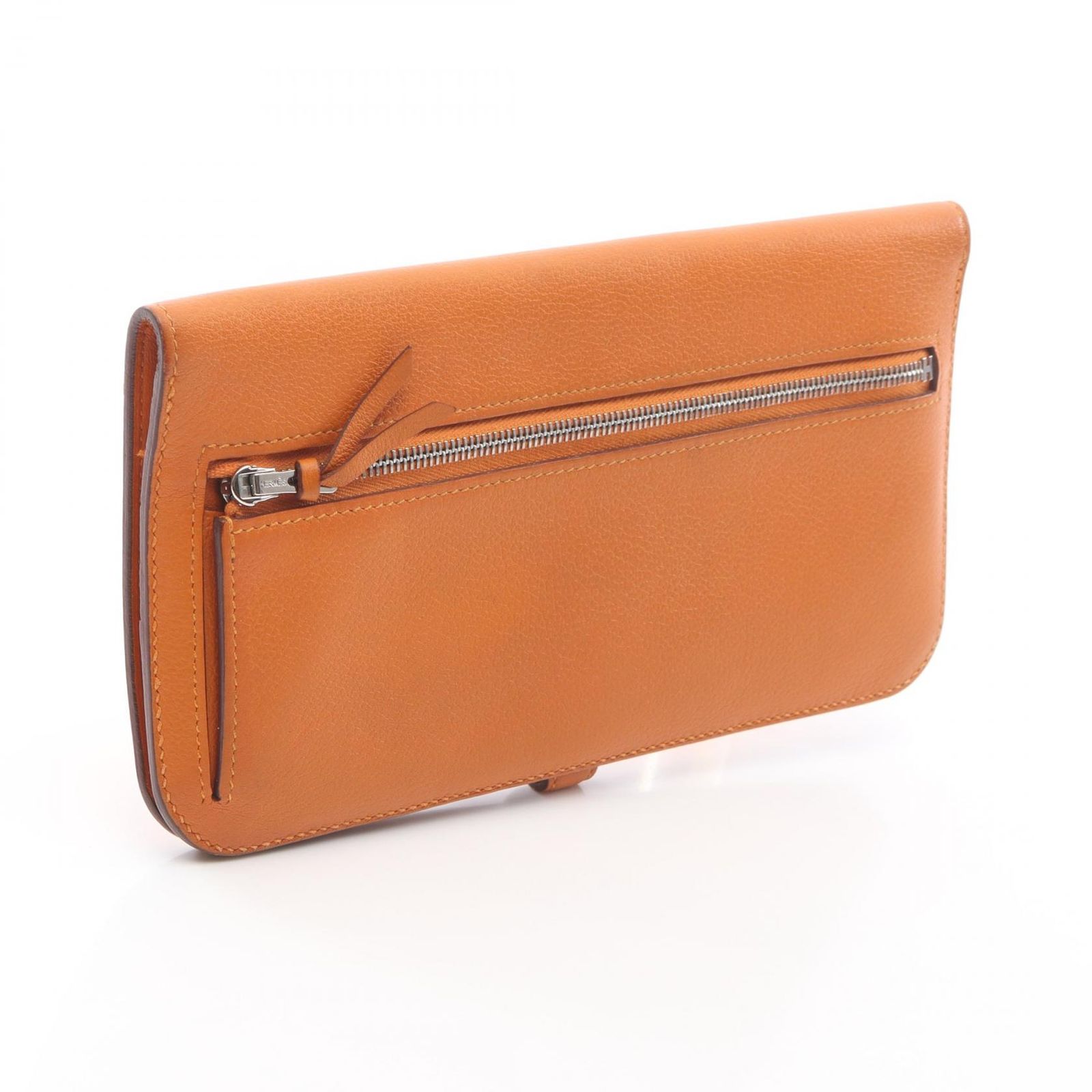 エルメス HERMES 二つ折り長財布 ドゴンロング オレンジ レザー ドゴン