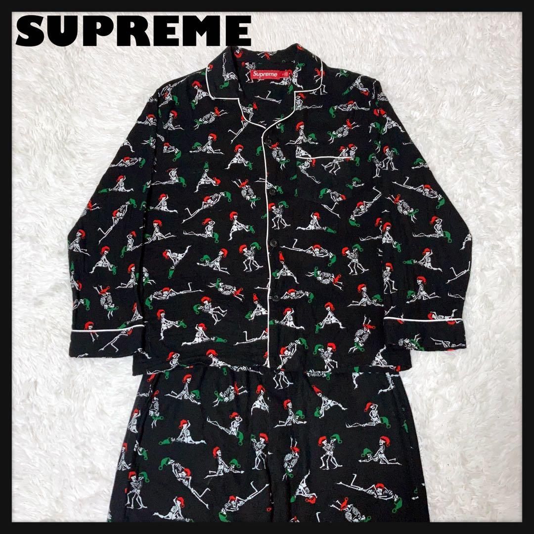 SUPREME パジャマ セットアップ ルームウェア 総柄 黒 S - メルカリ