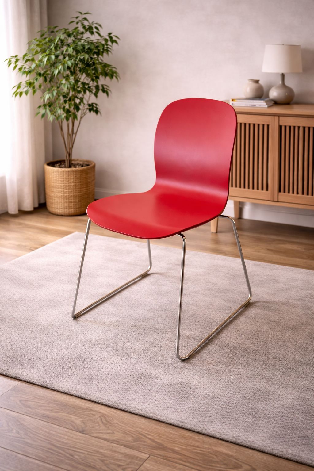 【モダンデザイン】Magis｜TROY｜コーラルレッドチェア｜スチール脚｜スタッキング可｜北欧ミッドセンチュリー①