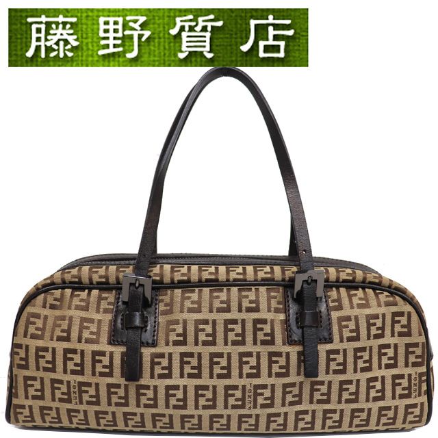 フェンディ FENDI ミニ ボストンバッグ ズッキーノ柄 キャンバス 