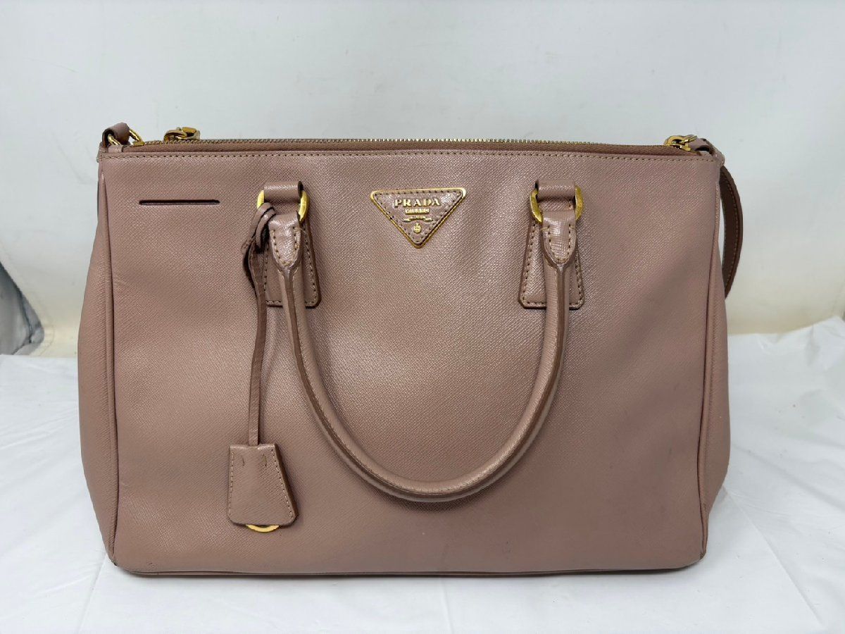 ◇PRADA プラダ トートバッグ ガレリア ピンクベージュ系 レザー 