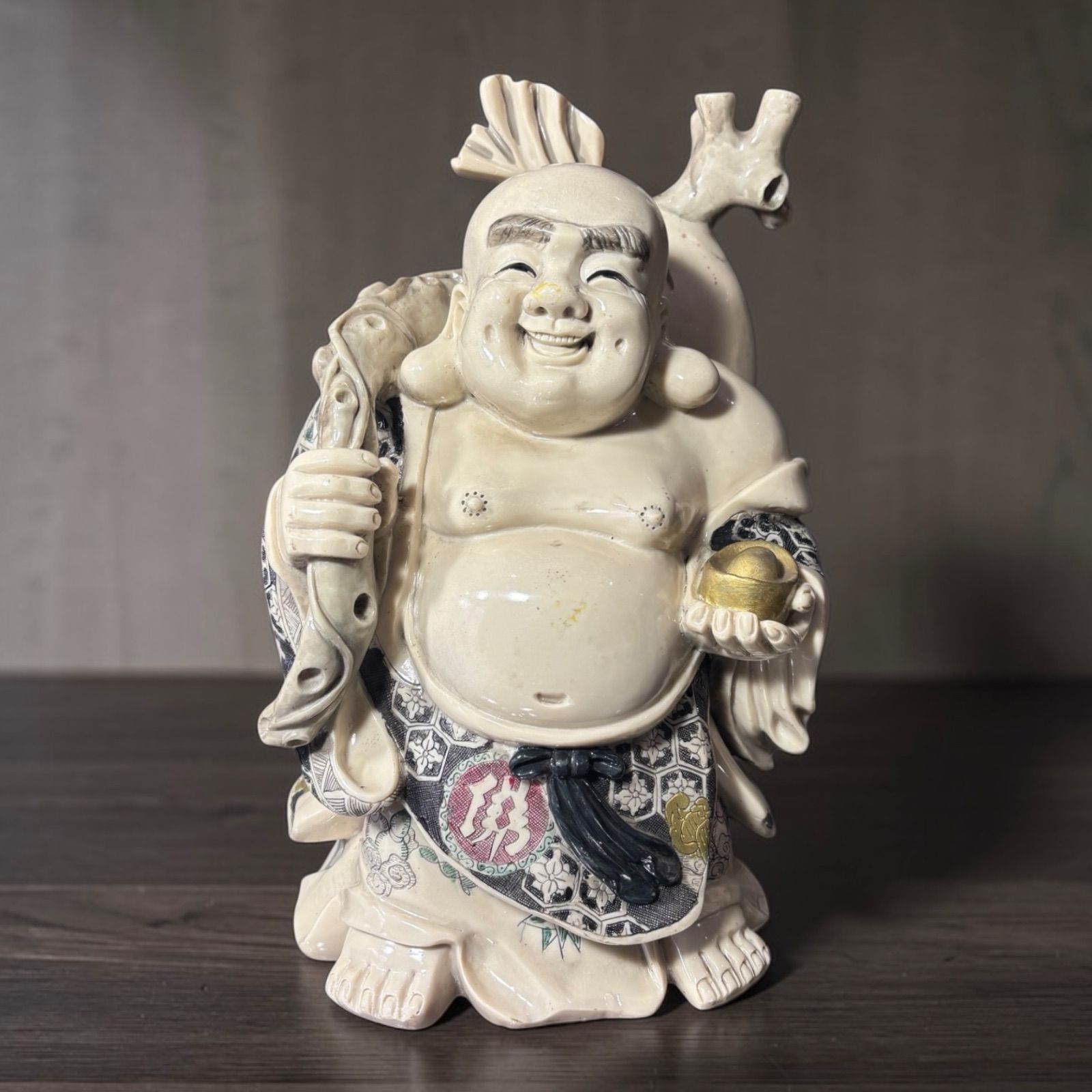 栄寿作七福神朱泥置物陶器打ち出の小槌龍開運商売繁盛