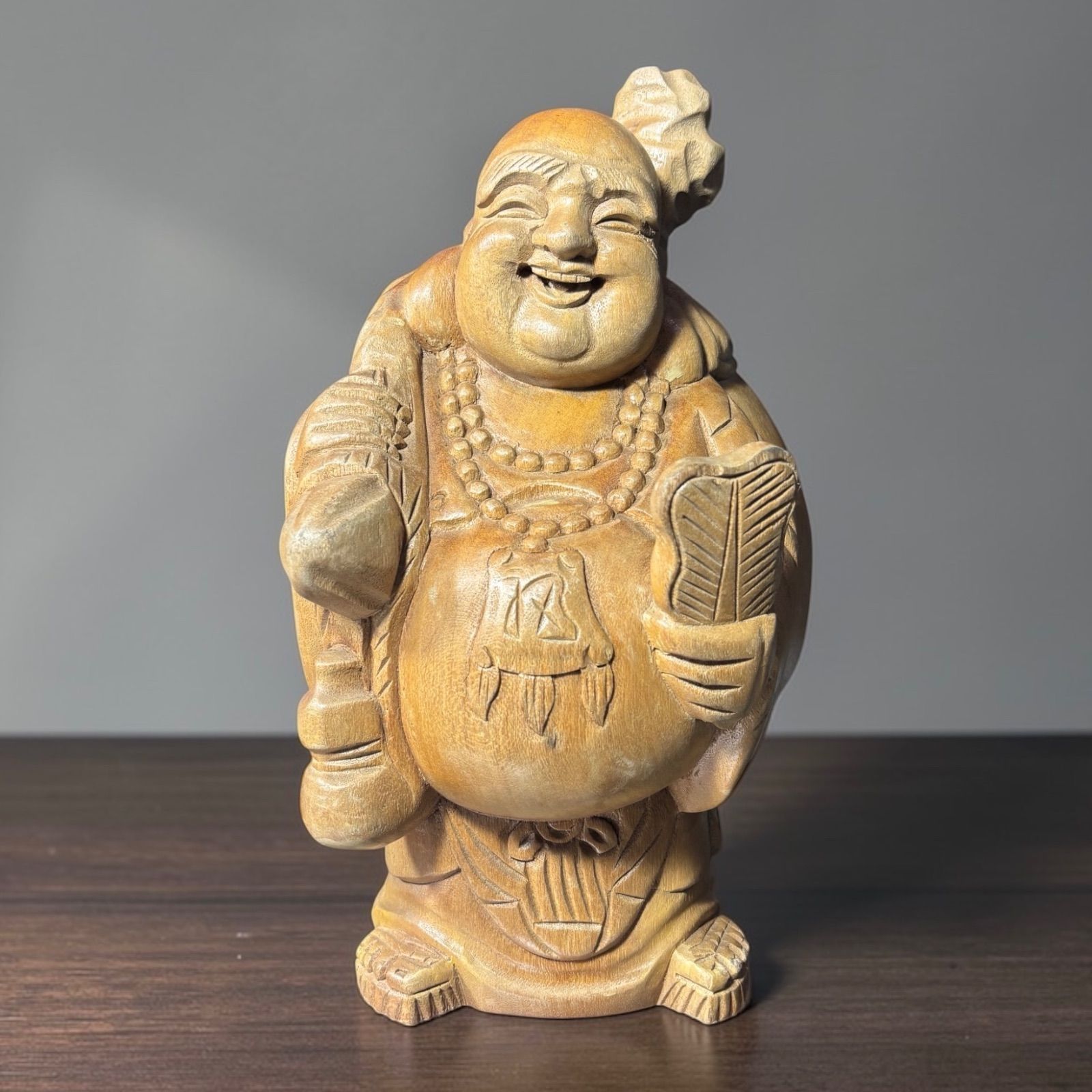 木彫り 布袋尊 七福神 木製 布袋様 開運 縁起物 彫刻 仏像 古美術
