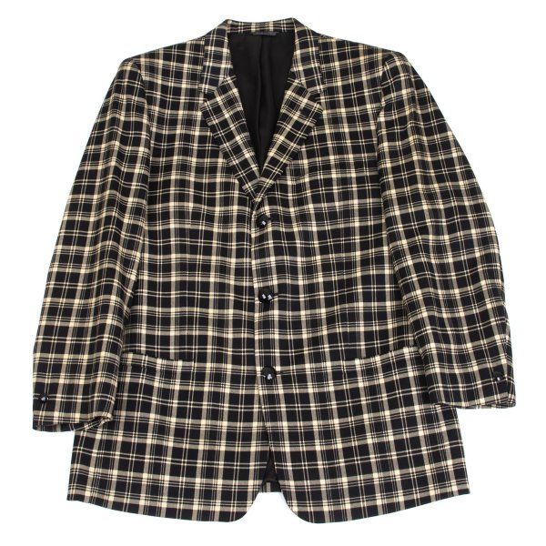 ジャンニヴェルサーチGIANNI VERSACE ウールチェックセットアップ ベージュ黒50