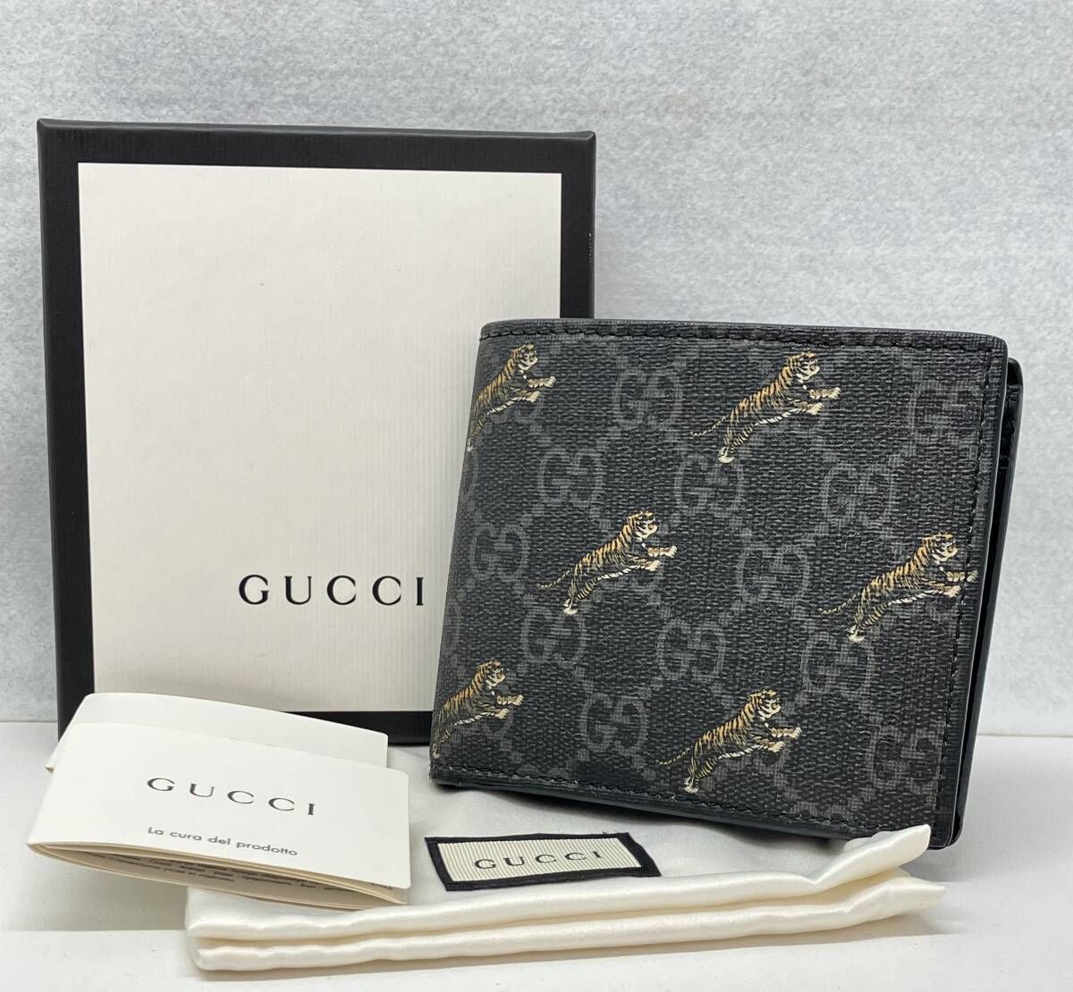 箱／保存袋付】グッチ／GUCCI／GGスプリーム／タイガープリント／二 