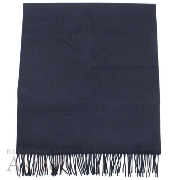 新品】エルメス マフラー カシミア 100% ネイビー ユニ・ブロデ 新品】エルメス マフラー カシミア 100% ネイビー ユニ・ブロデ