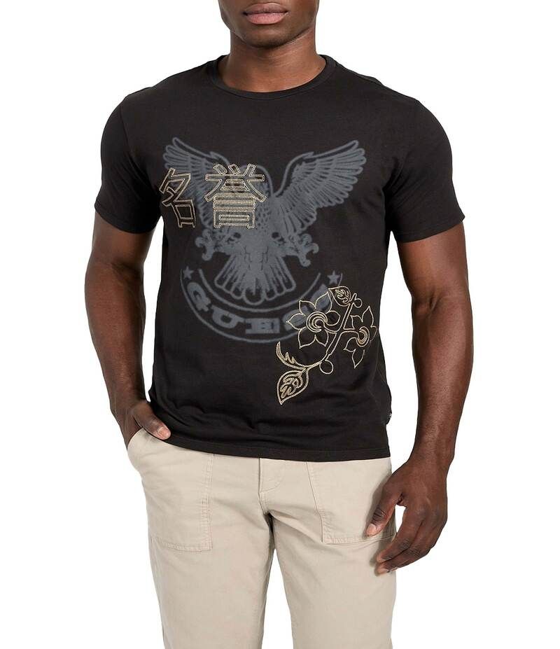 ゲス メンズ トップス シャツ Guesshort Sleeve Basic Heritage TShirt Dark Grey グレー