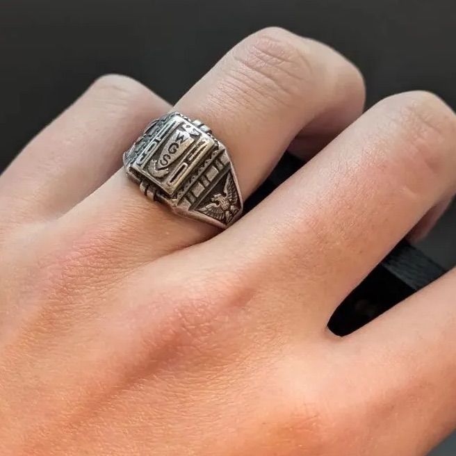 BALFOUR Sterling Silver 1970年 イーグル カレッジリング 17号 メンズ 