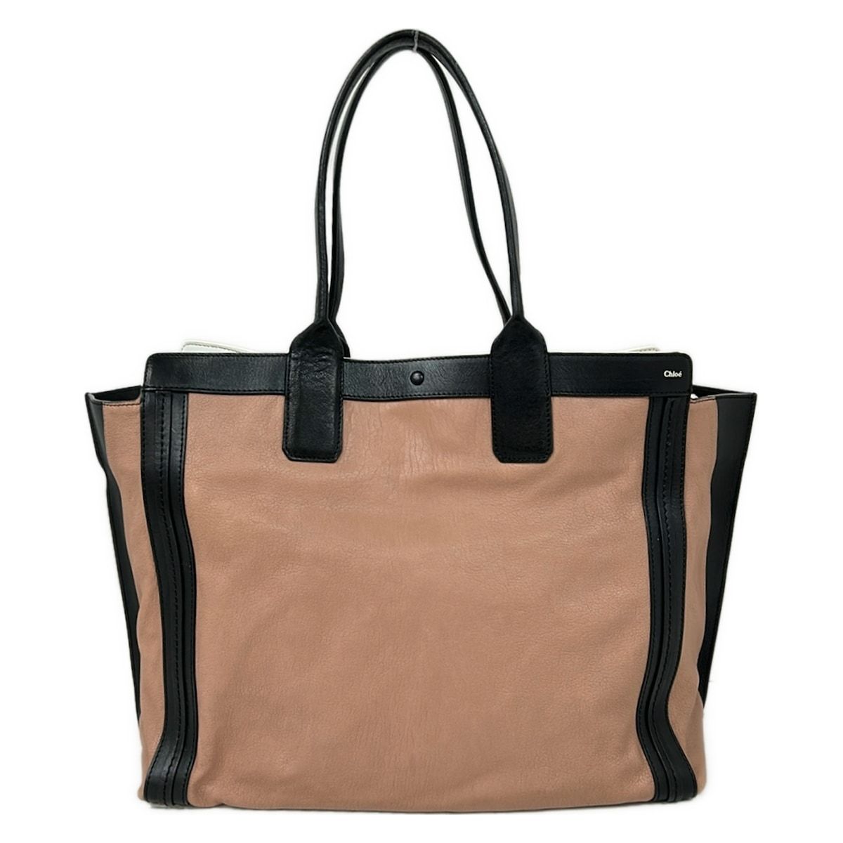 Chloe(クロエ) トートバッグ アリソン ピンクベージュ×黒 レザー 