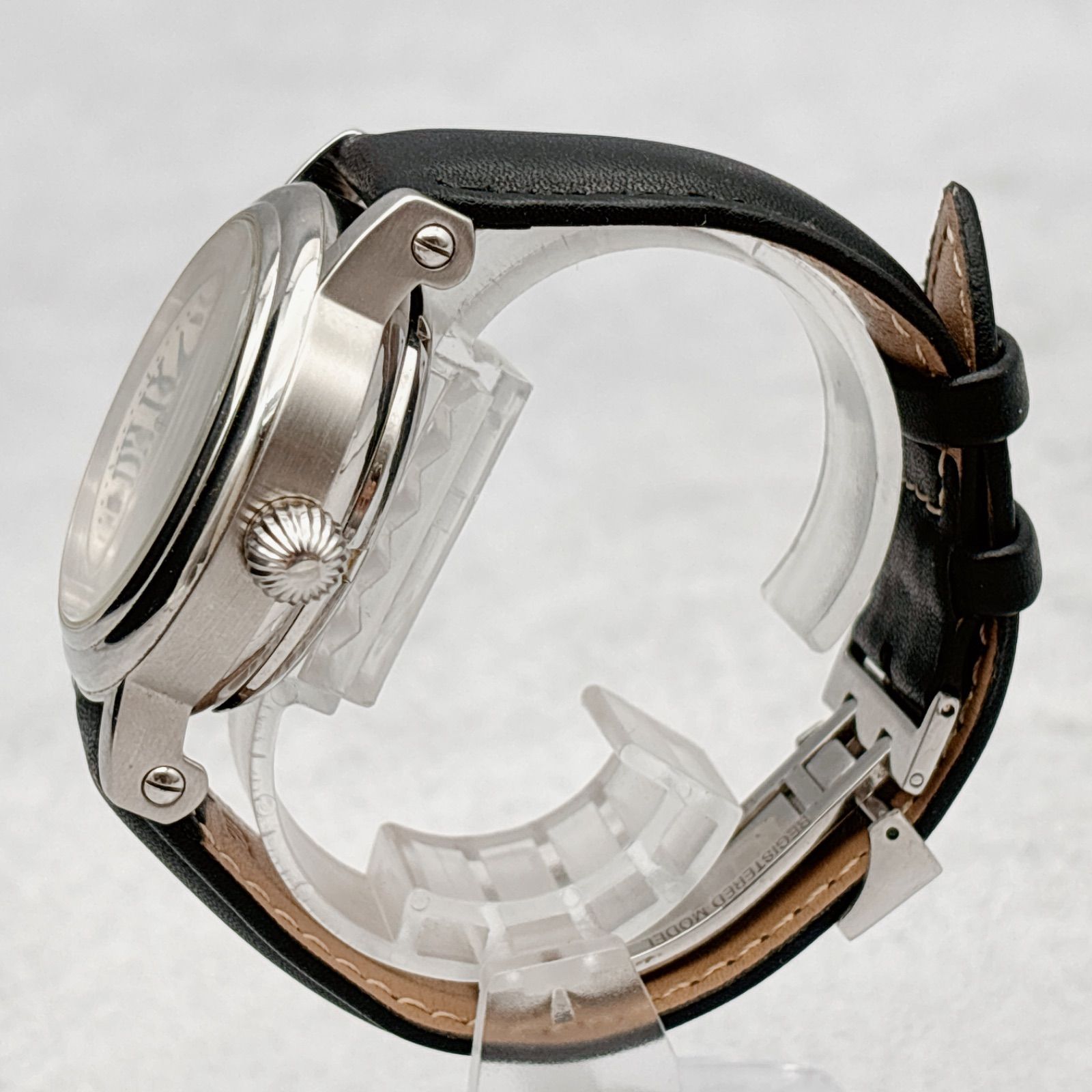  GENEVE YACHT CLUB メンズ腕時計 シルバー 裏スケルトン 自動巻き ベルト交換済 稼働品 203 高検索ワード 自動巻き時計 腕時計(アナログ)