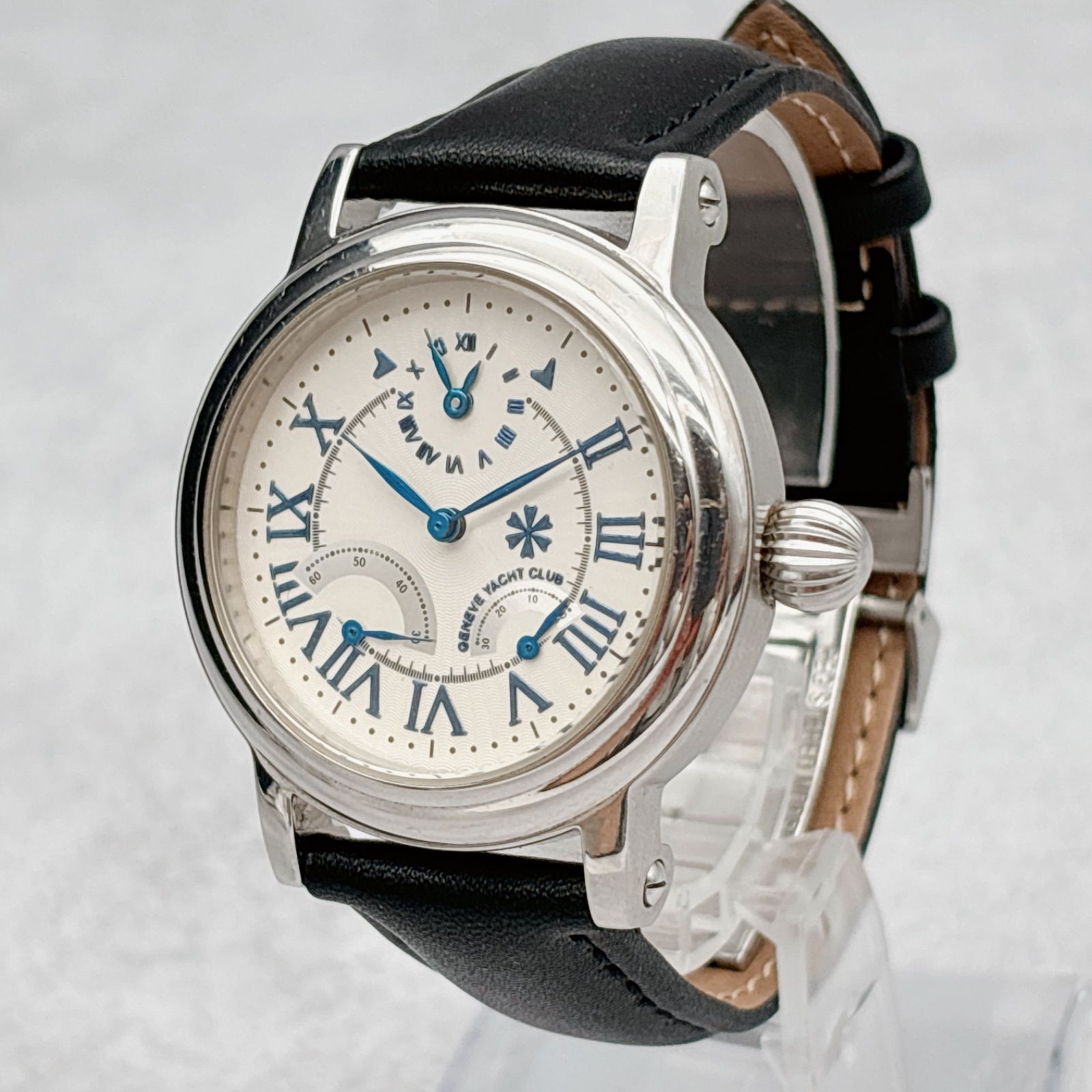 GENEVE YACHT CLUB メンズ腕時計 シルバー 裏スケルトン 自動巻き ベルト交換済 稼働品 203