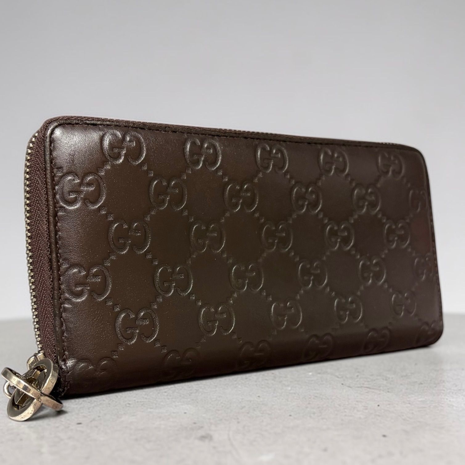 グッチ グッチ GUCCI 長財布 ダークブラウン ラウンドジップウォレット 