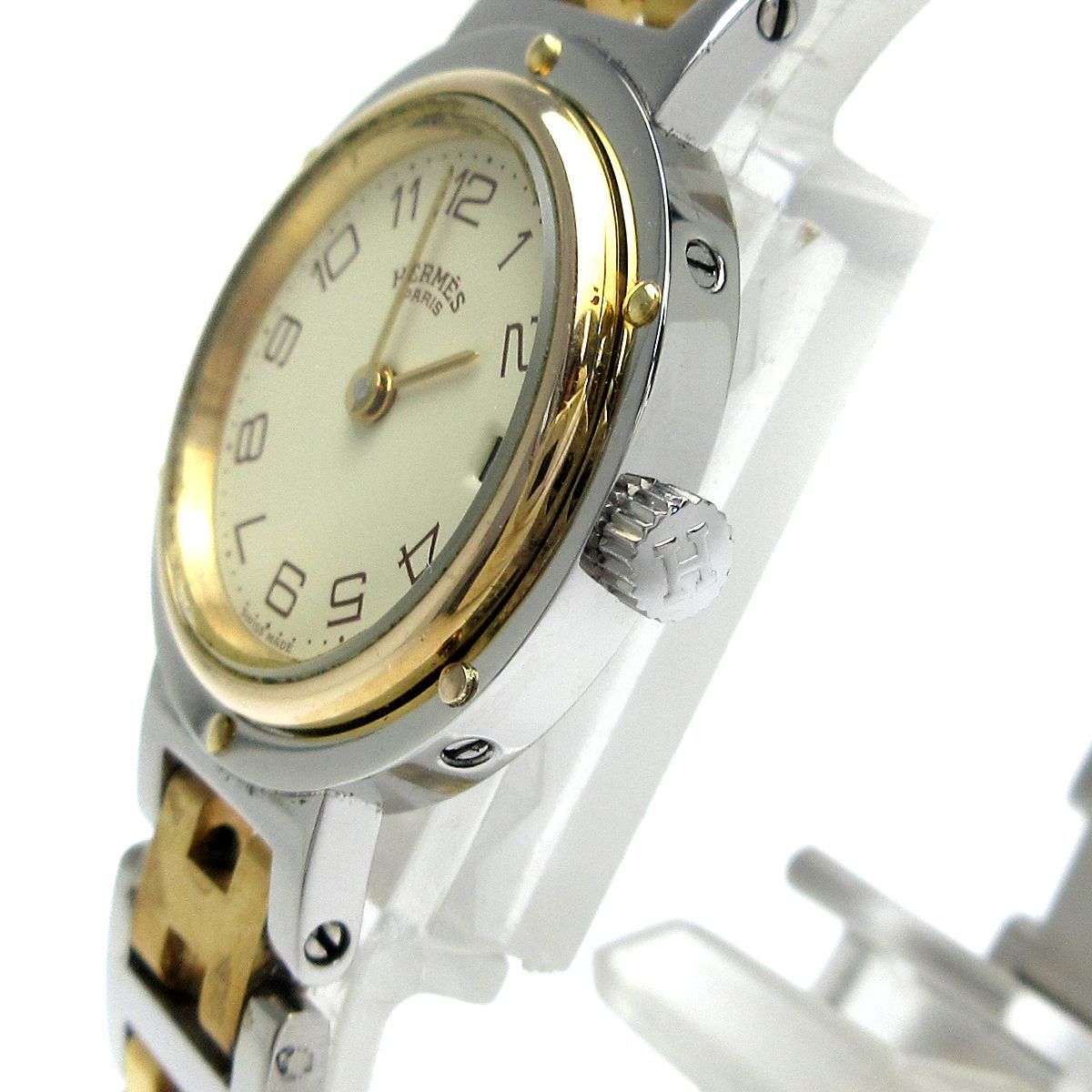 エルメス HERMES クリッパー レディース ゴールドコンビ アイボリー