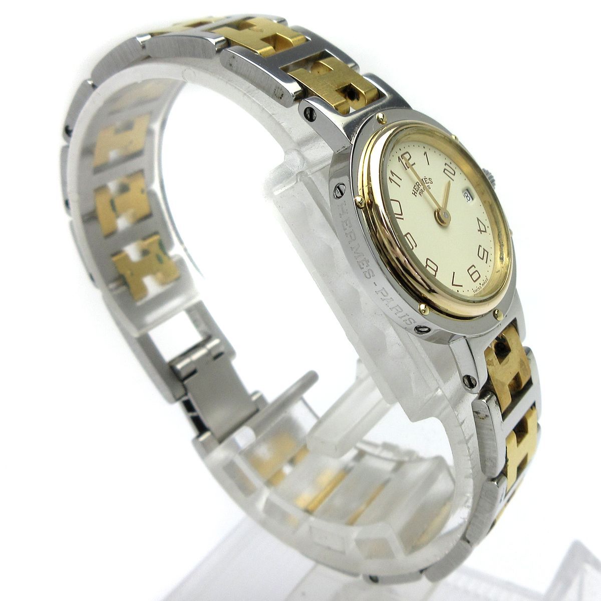 エルメス HERMES クリッパー レディース ゴールドコンビ アイボリー