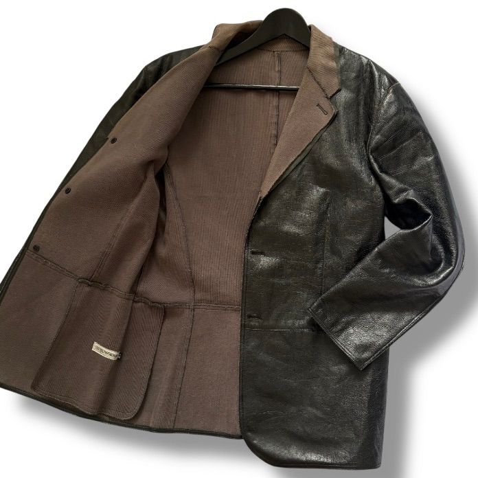 90s archive EMPORIO ARMANI Mixed-material leather jacket