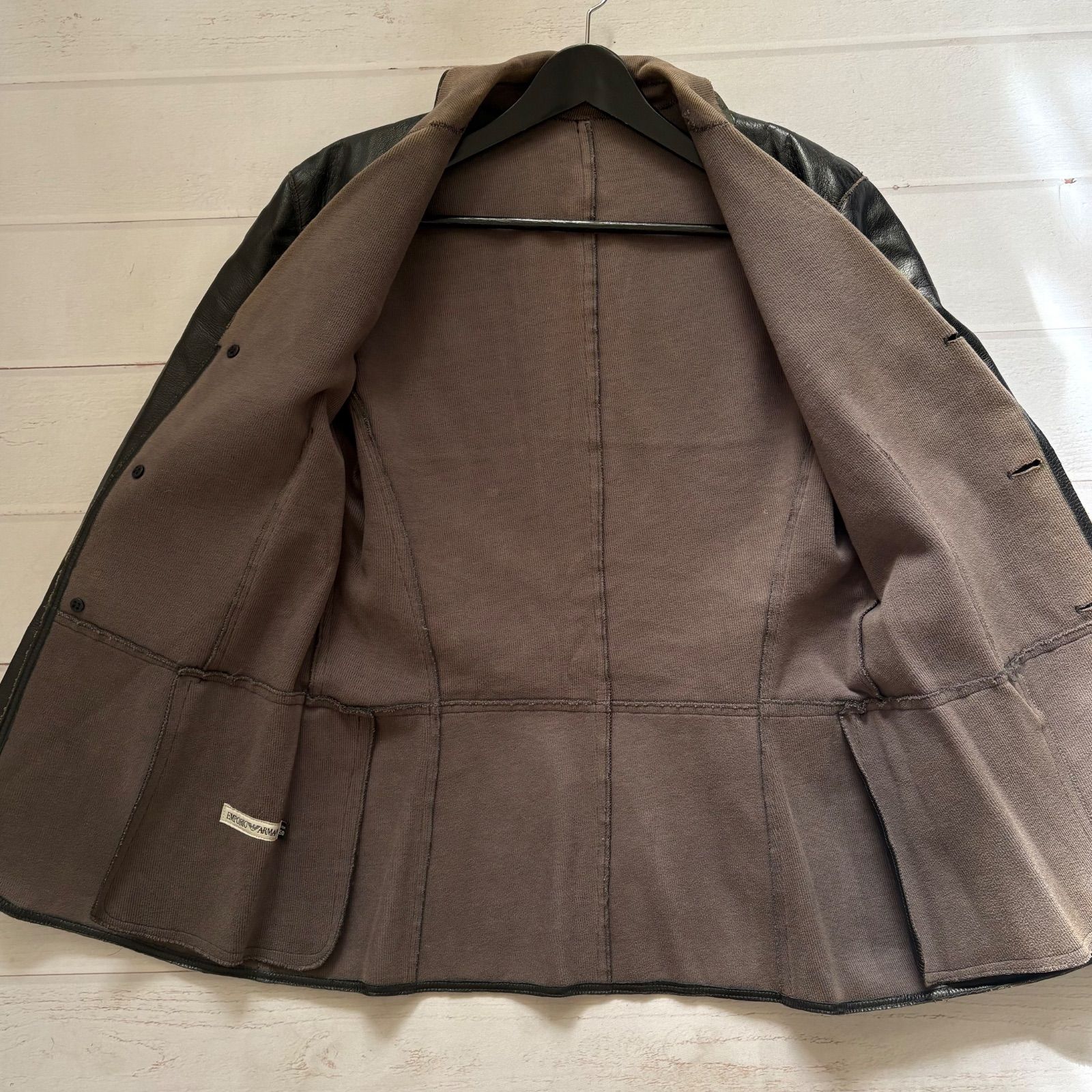 90s archive EMPORIO ARMANI Mixed-material leather jacket