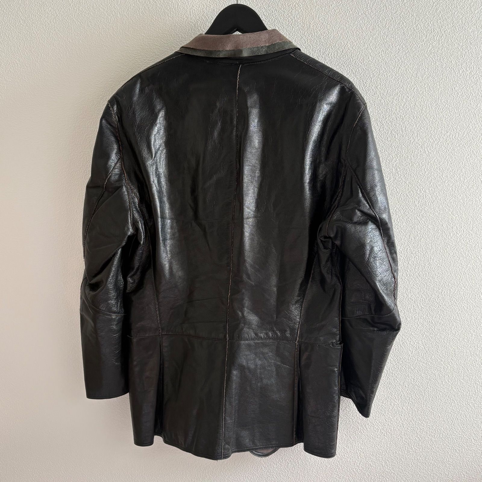 90s archive EMPORIO ARMANI Mixed-material leather jacket