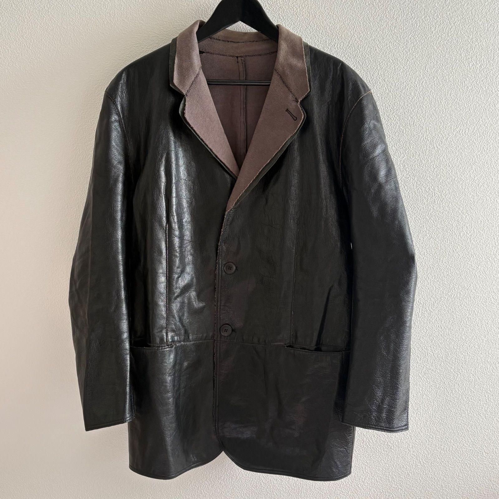 90s archive EMPORIO ARMANI Mixed-material leather jacket