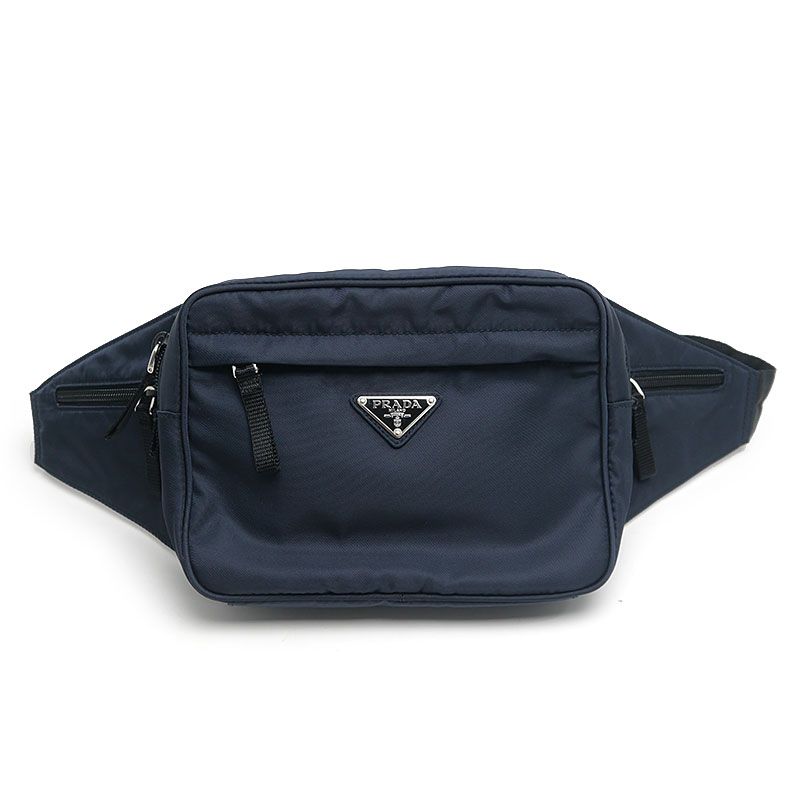 PRADA RE-NYLON ネイビーウエストポーチ PRADA ウエストポーチ ネイビー プラダウエストポーチ 紺 メンズ