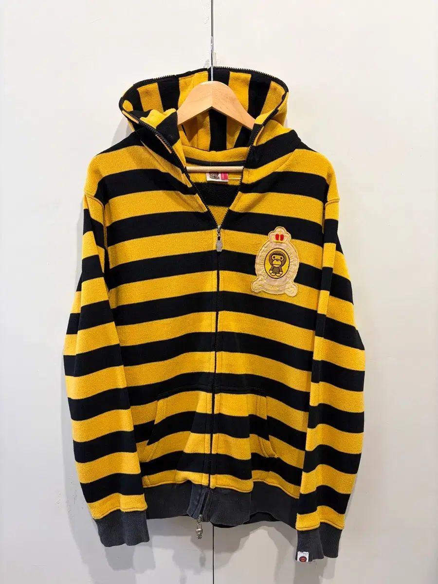 A A BATHING APE ベイビー マイロ ストライプ フード ジップアップ 