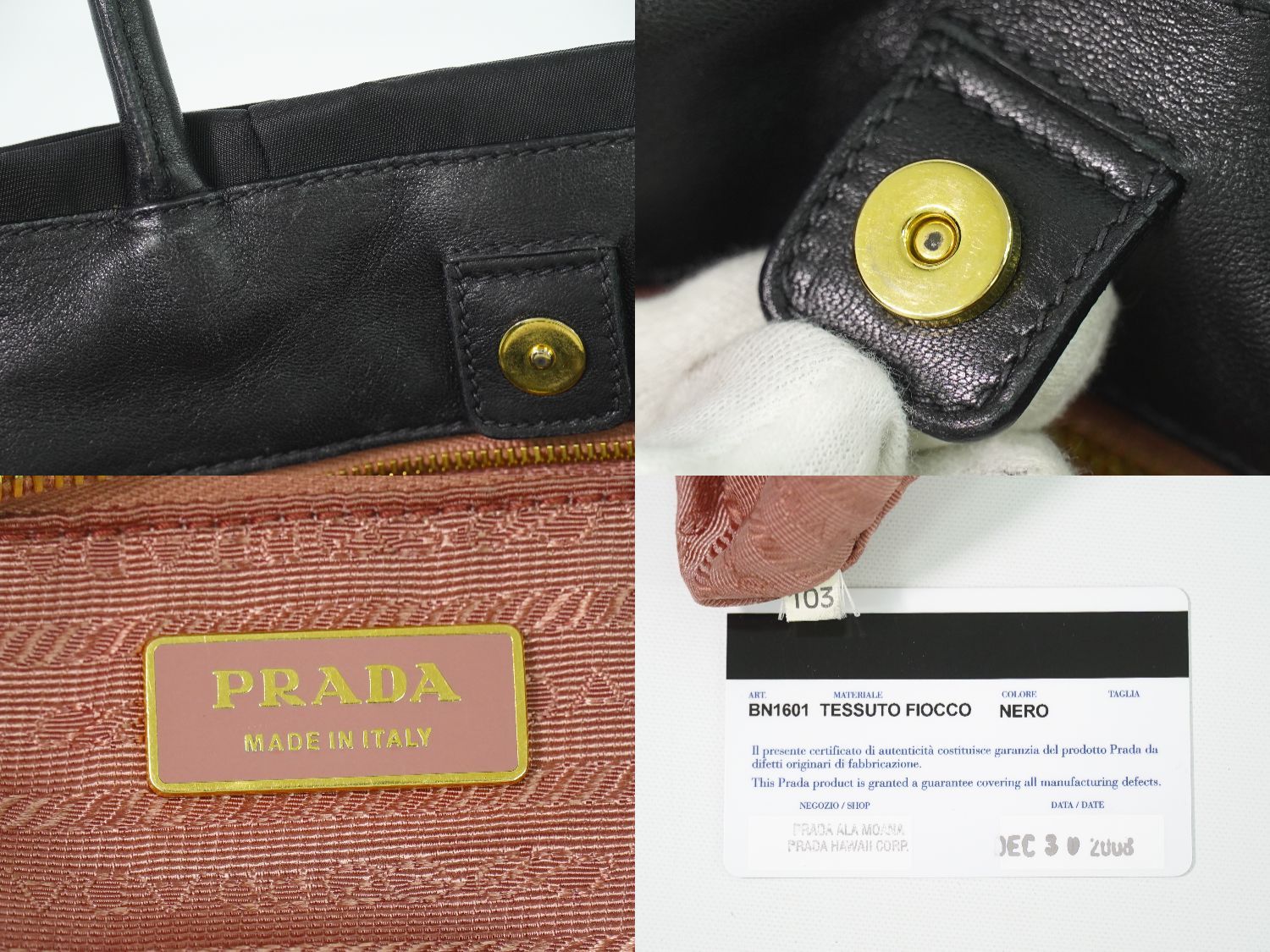 本物 プラダ PRADA テスート リボン トートバッグ ハンドバッグ 