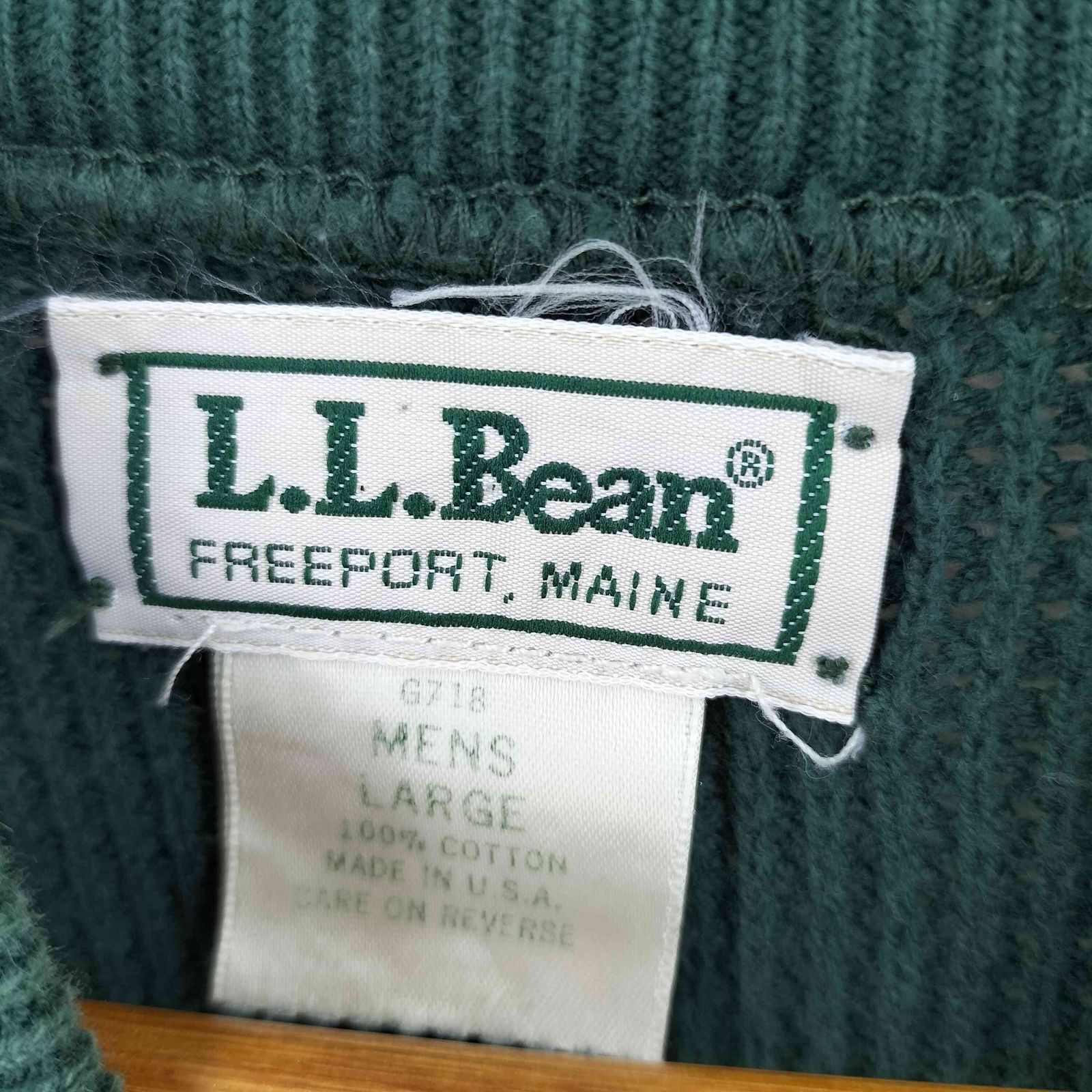 エルエルビーン L.L.Bean 80S USA製 ヘンリーネック コットンニット 