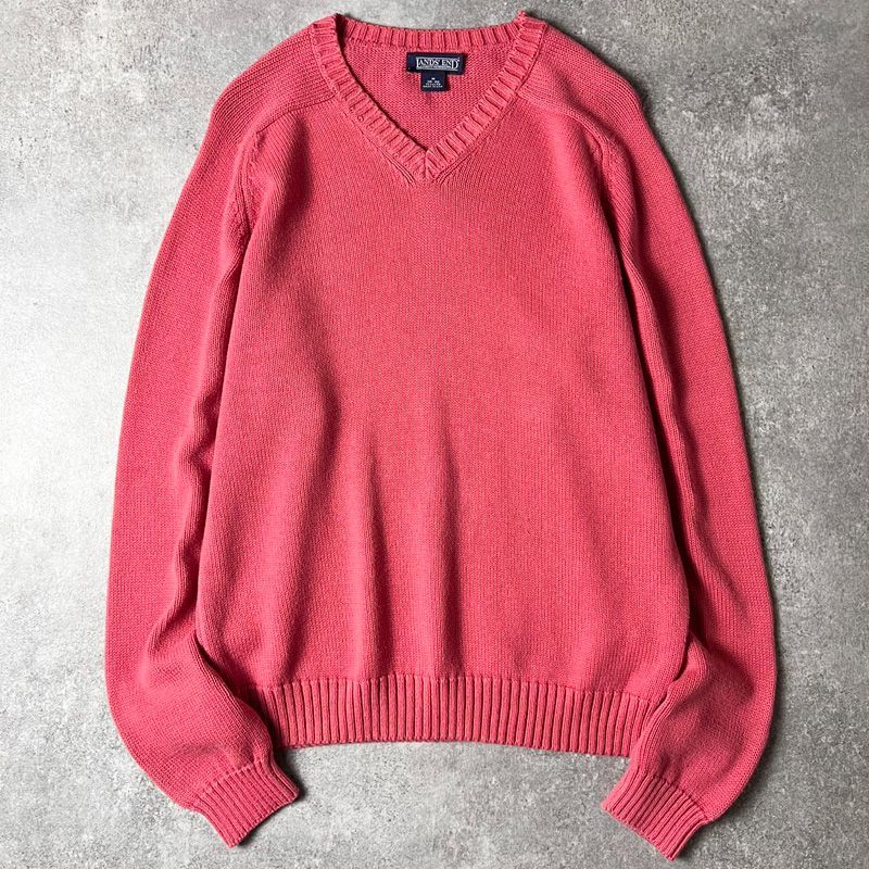 90s USA製 LAND'S END 無地 コットン ニット セーター M / 90年代