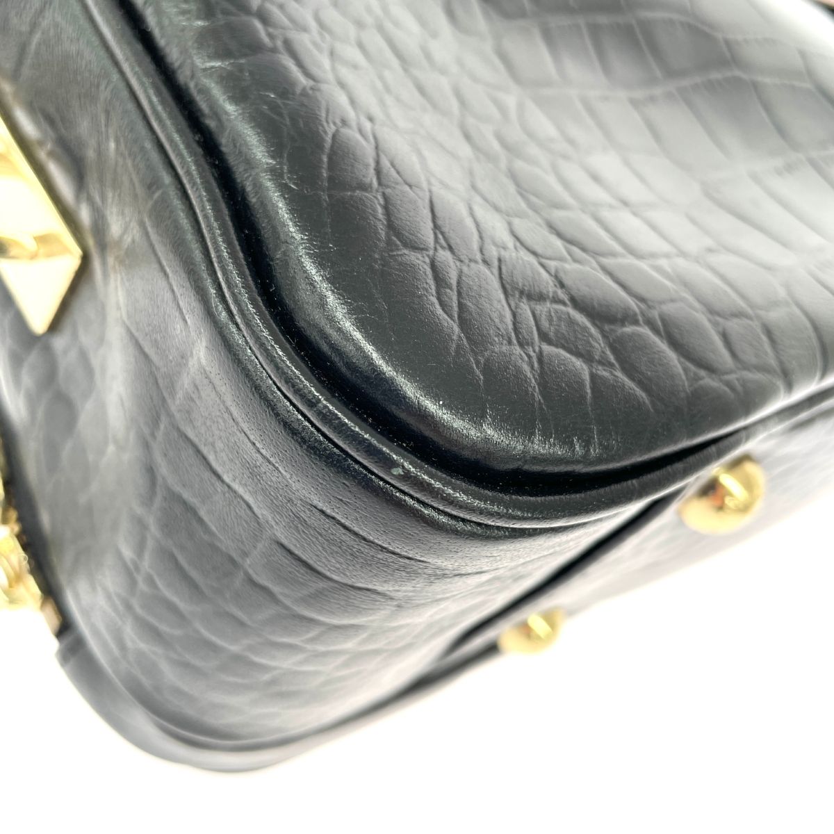 Falchi New York ファルチニューヨーク 2WAYハンドバッグ クロコ型押し