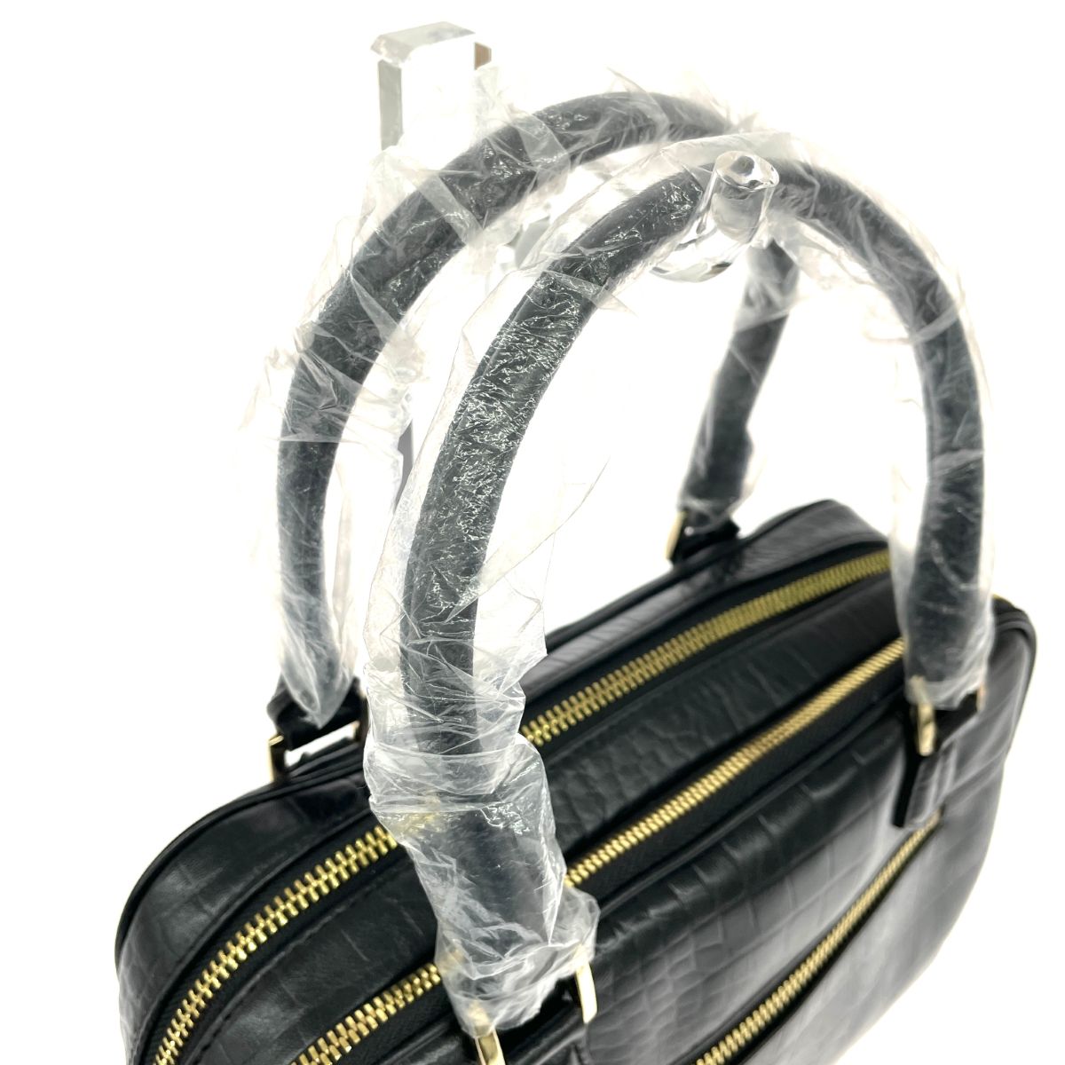 Falchi 2WAYハンドバッグ 型押し ブラック Falchi New York ファルチニューヨーク 2WAYハンドバッグ クロコ型押し