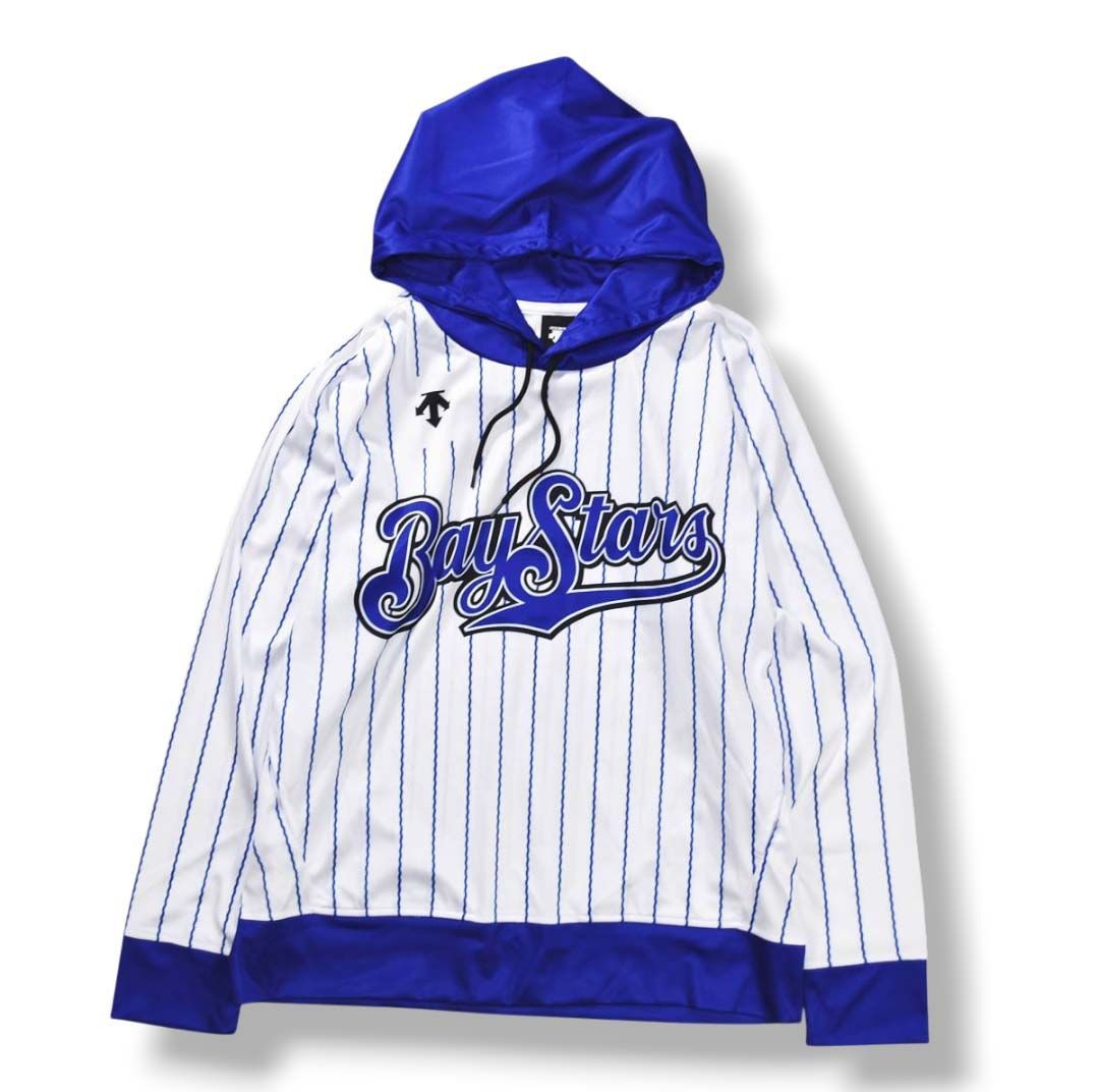 横浜DeNAベイスターズ　デサント　プラクティスフーディー 美品】 デサント DESCENTE 横浜 DeNA ベイスターズ パーカー