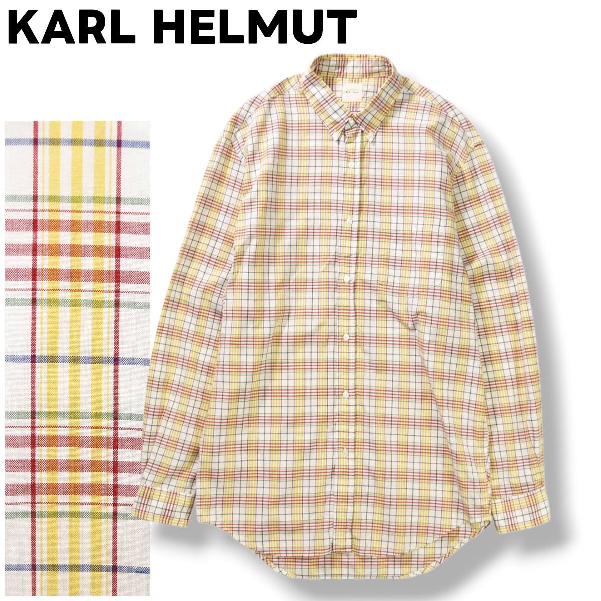 好配色】 カールヘルム KARL HELMUT 長袖 コットン シャツ ボタン 