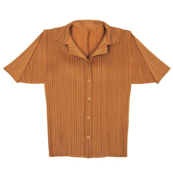 プリーツプリーズPLEATS PLEASE プリーツオープンカラー半袖シャツ
