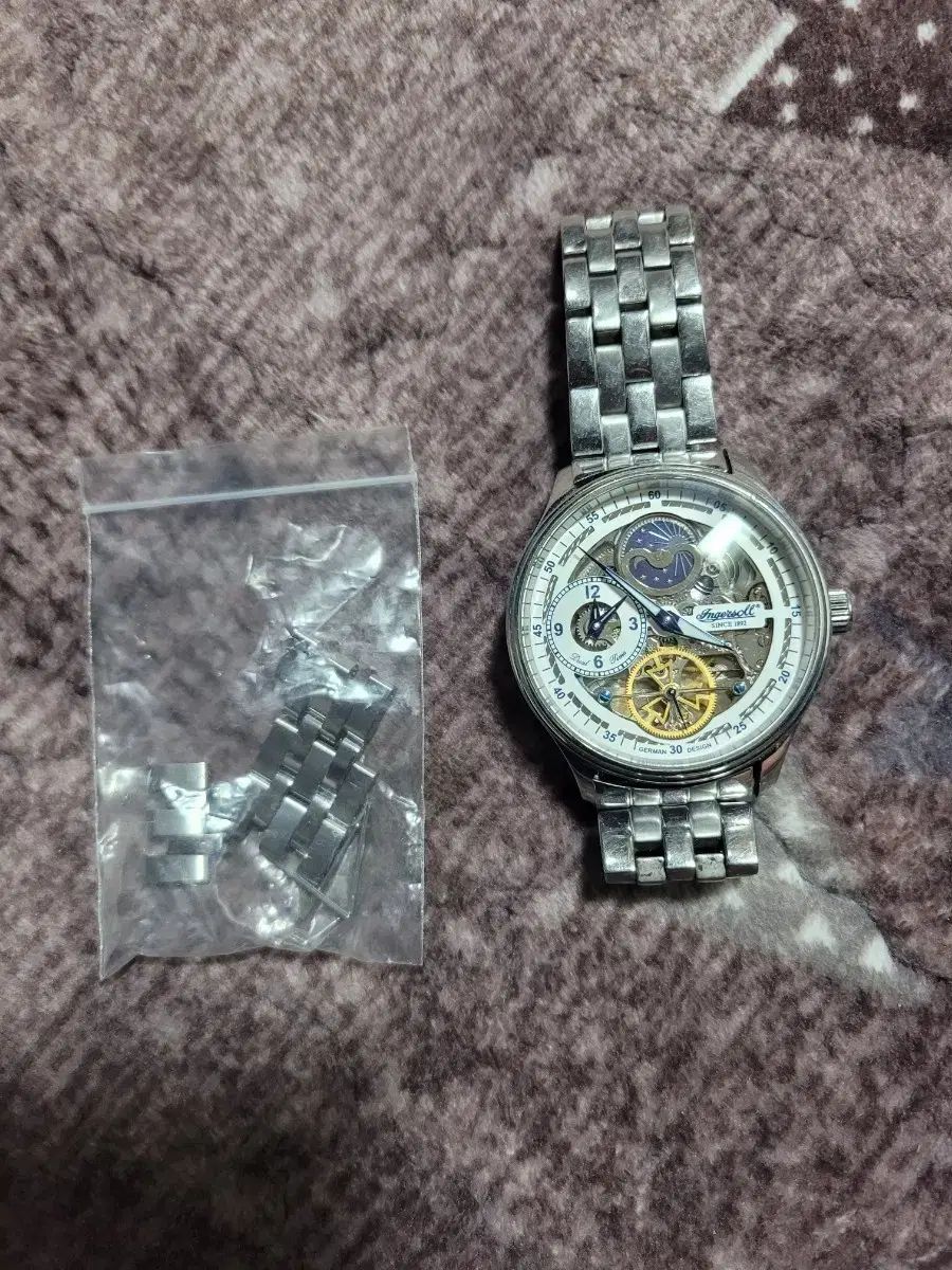 インガーソル スケルトン オートマチック メンズウォッチ メタルウォッチバンド 予備含む