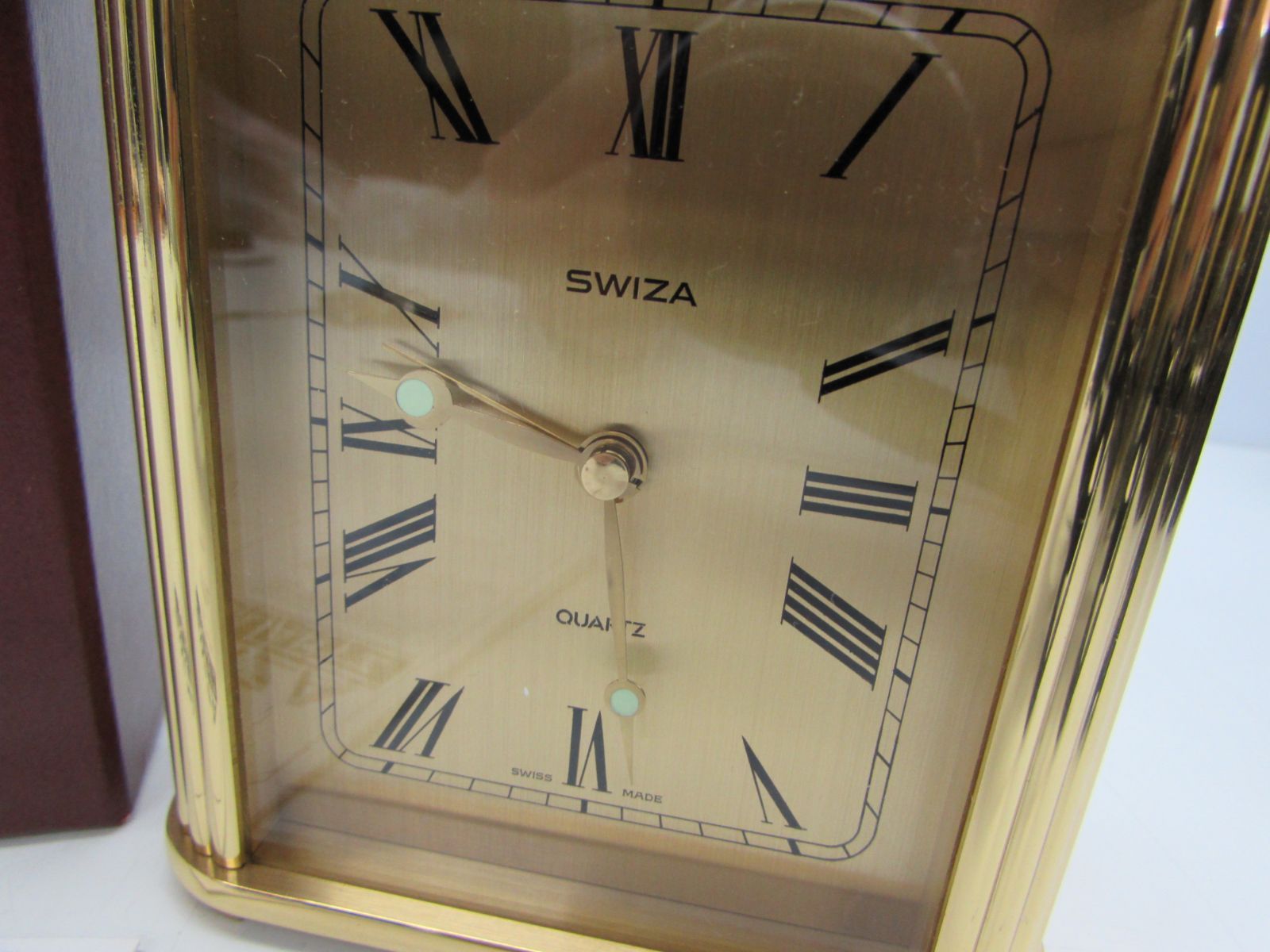 SWIZA スイザクォーツ 置時計 ゴールド色 スイス製 アラーム付クォーツ