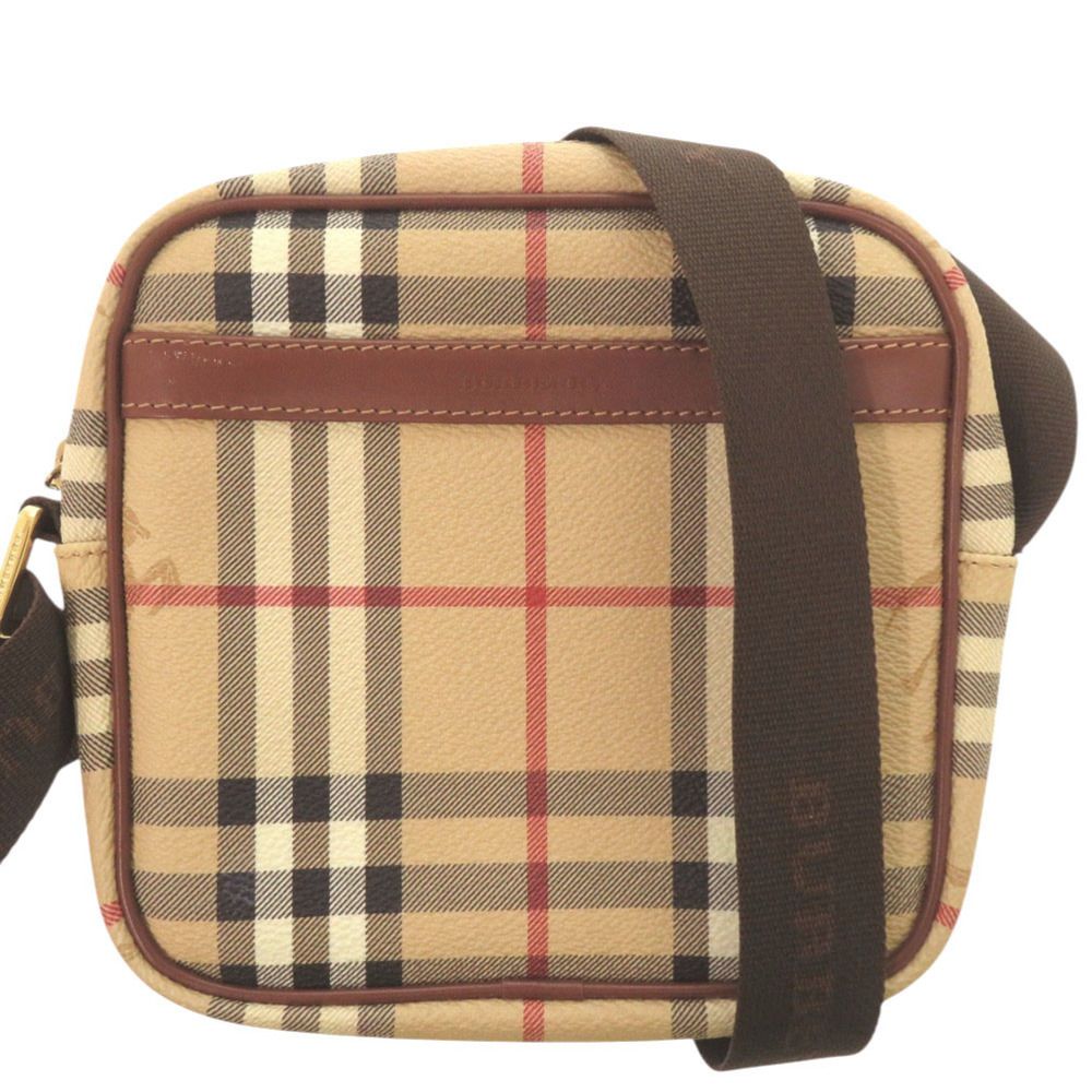 美品 バーバリー ヘイマーケットチェック Haymarket T0401 ゴールド金具 レザー キャンバス ベージュ レッド ブラック ショルダーバッグ 0936【中古】BURBERRY 美品 バーバリー ヘイマーケットチェック Haymarket T0401 ゴールド