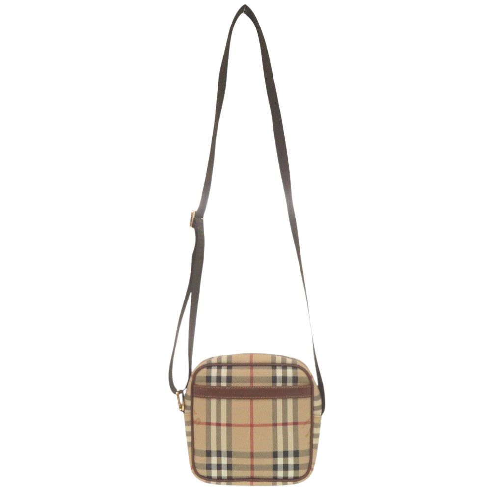 美品 バーバリー ヘイマーケットチェック Haymarket T0401 ゴールド金具 レザー キャンバス ベージュ レッド ブラック ショルダーバッグ 0936【中古】BURBERRY 美品 バーバリー ヘイマーケットチェック Haymarket T0401 ゴールド
