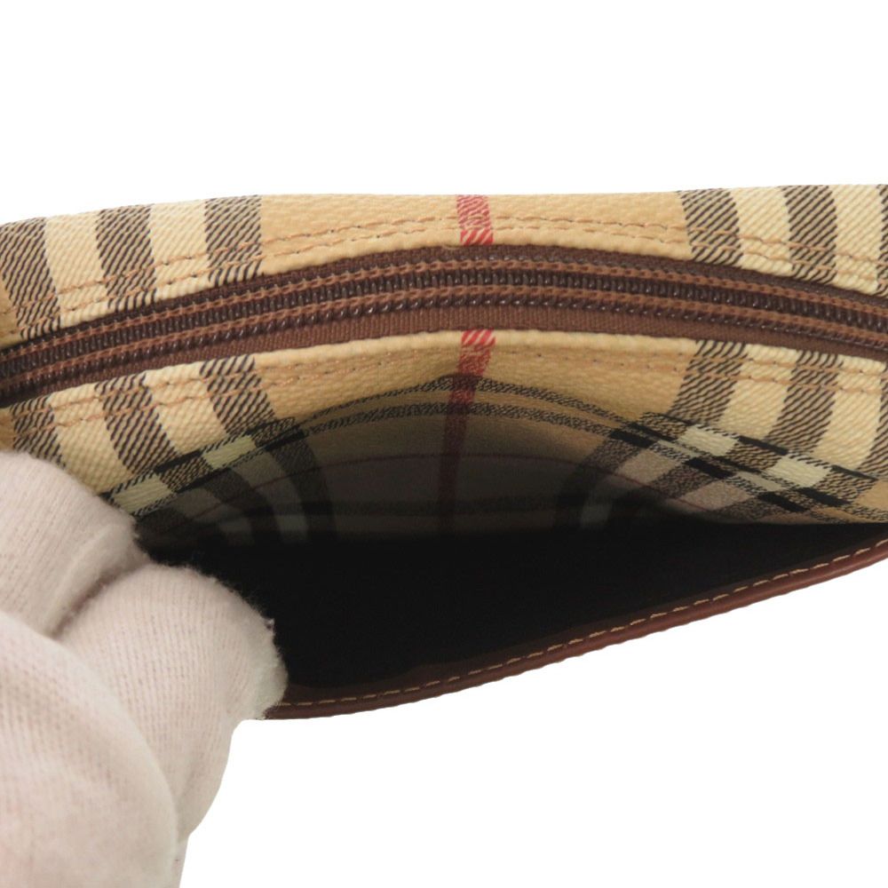 美品 バーバリー ヘイマーケットチェック Haymarket T0401 ゴールド金具 レザー キャンバス ベージュ レッド ブラック ショルダーバッグ 0936【中古】BURBERRY 美品 バーバリー ヘイマーケットチェック Haymarket T0401 ゴールド