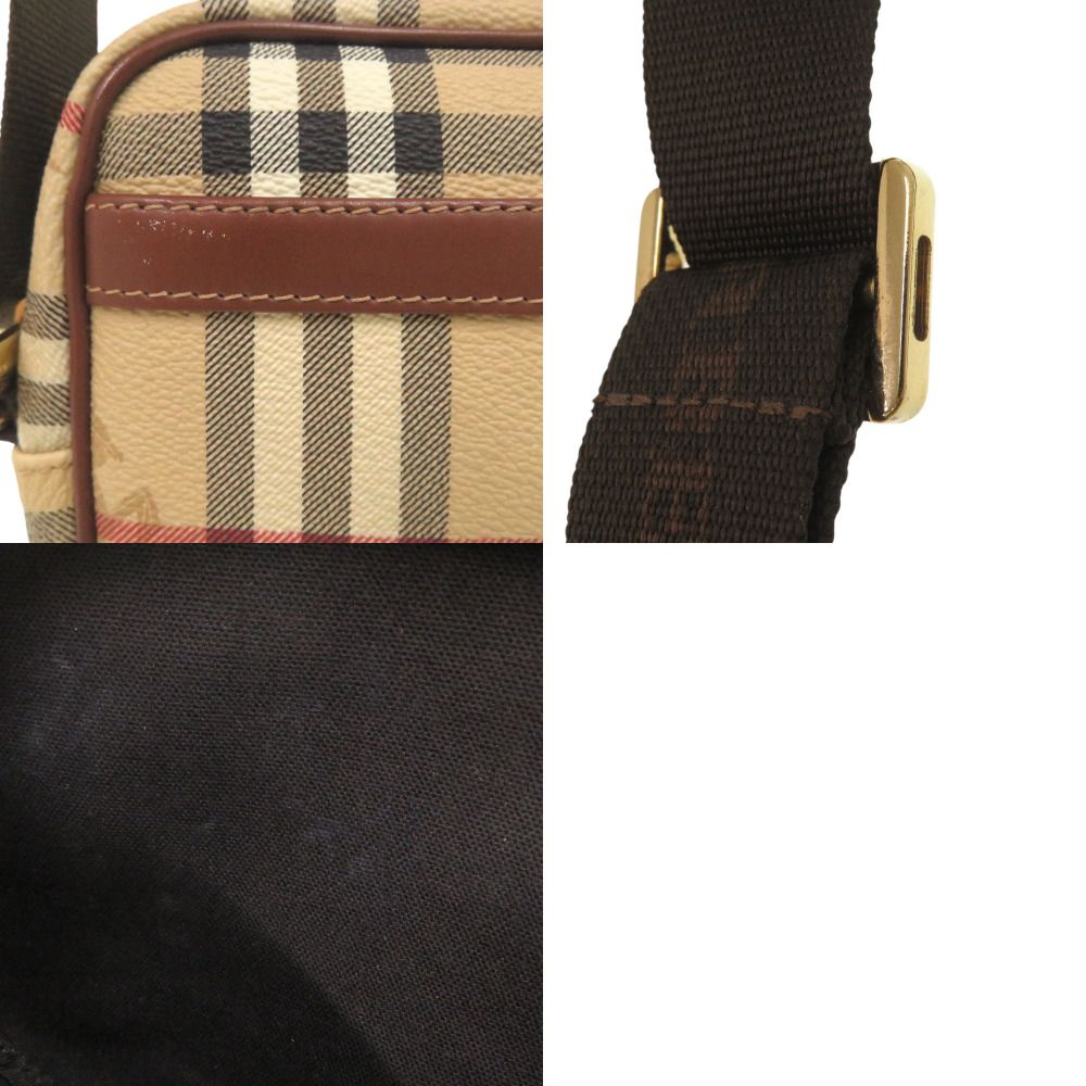 美品 バーバリー ヘイマーケットチェック Haymarket T0401 ゴールド金具 レザー キャンバス ベージュ レッド ブラック ショルダーバッグ 0936【中古】BURBERRY 美品 バーバリー ヘイマーケットチェック Haymarket T0401 ゴールド
