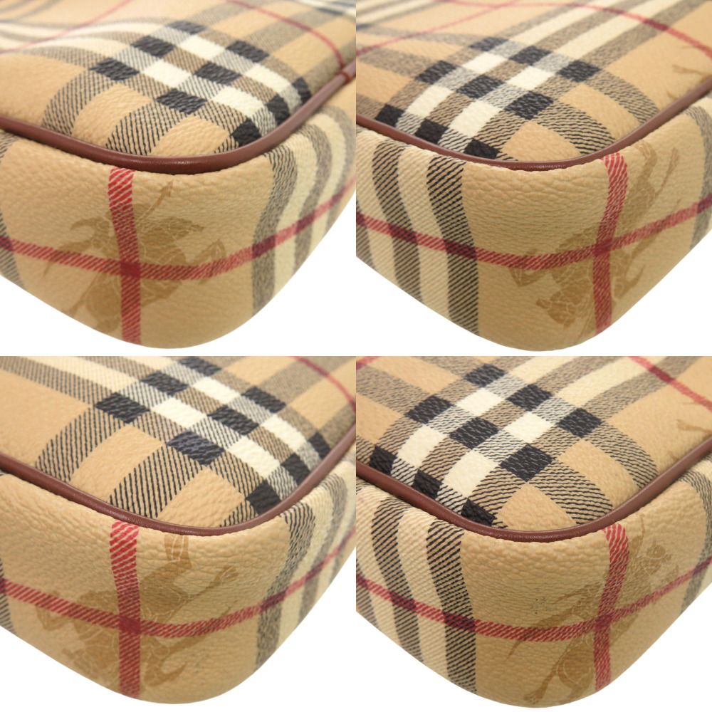 美品 バーバリー ヘイマーケットチェック Haymarket T0401 ゴールド金具 レザー キャンバス ベージュ レッド ブラック ショルダーバッグ 0936【中古】BURBERRY 美品 バーバリー ヘイマーケットチェック Haymarket T0401 ゴールド