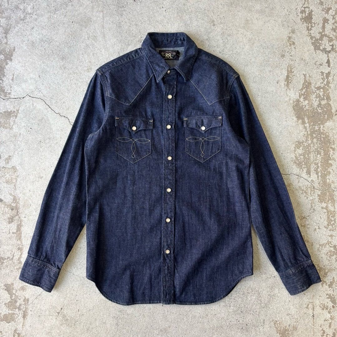 美品】DOUBLE RRL ダブルアールエル コンチョボタン デニムウエスタン