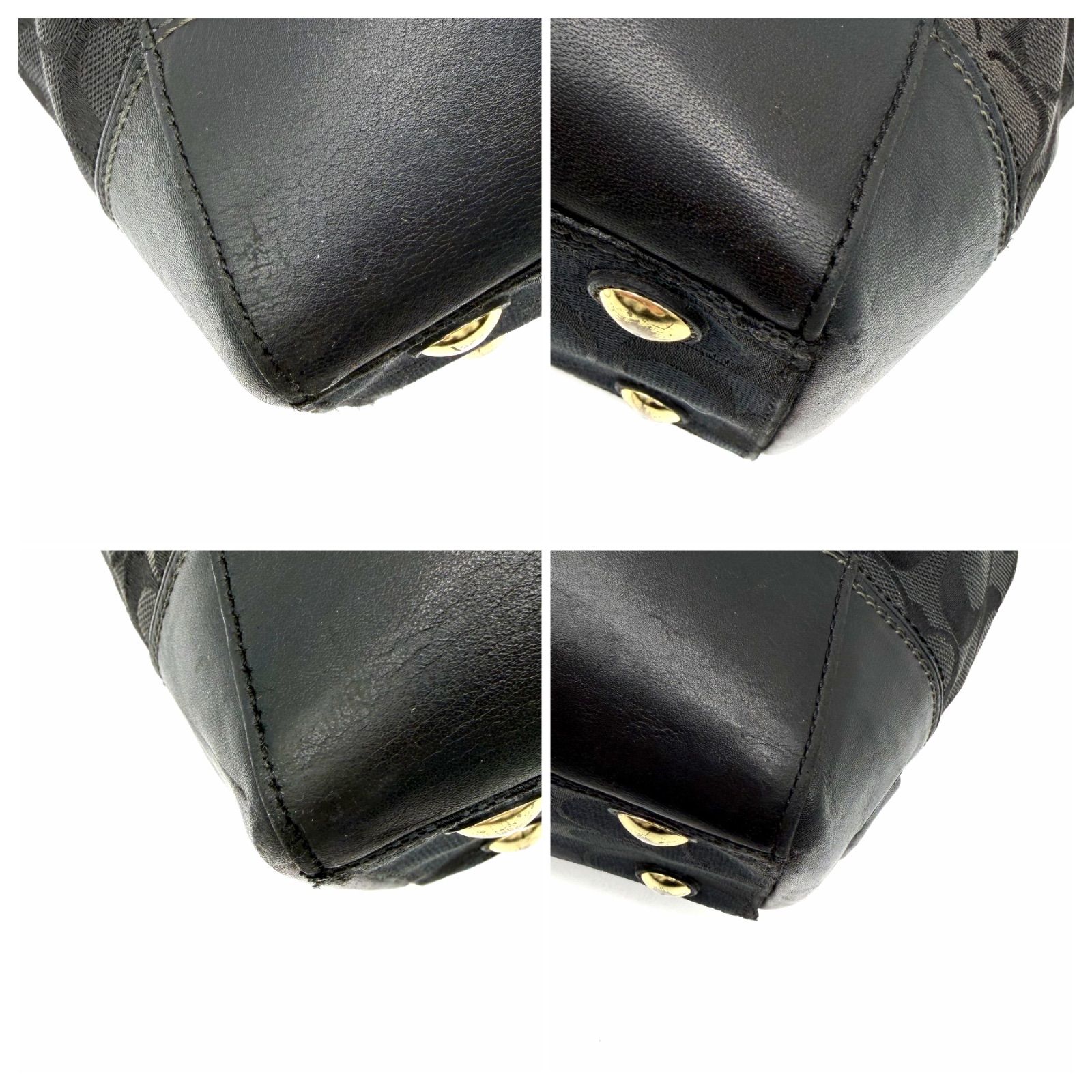 COACH y2k tote bag signature turn lock black leather コーチ ワン