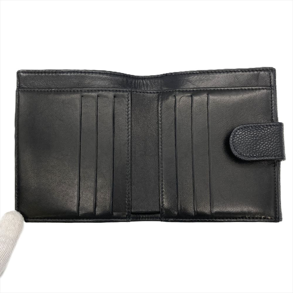 シャネル CHANEL ココマーク Wホック 二つ折り財布 キャビアスキン 