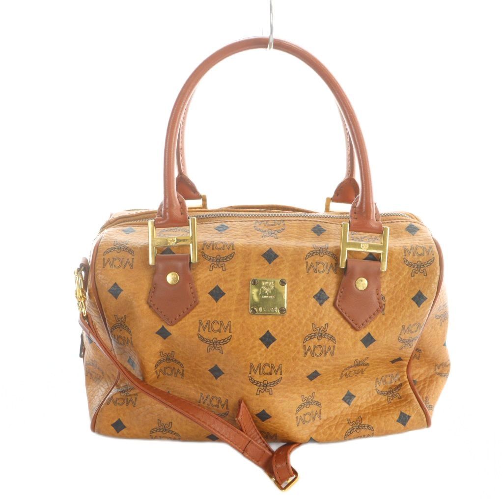 バッグ 良品✨MCM エムシーエム ミニボストンバッグ レザー 本革 