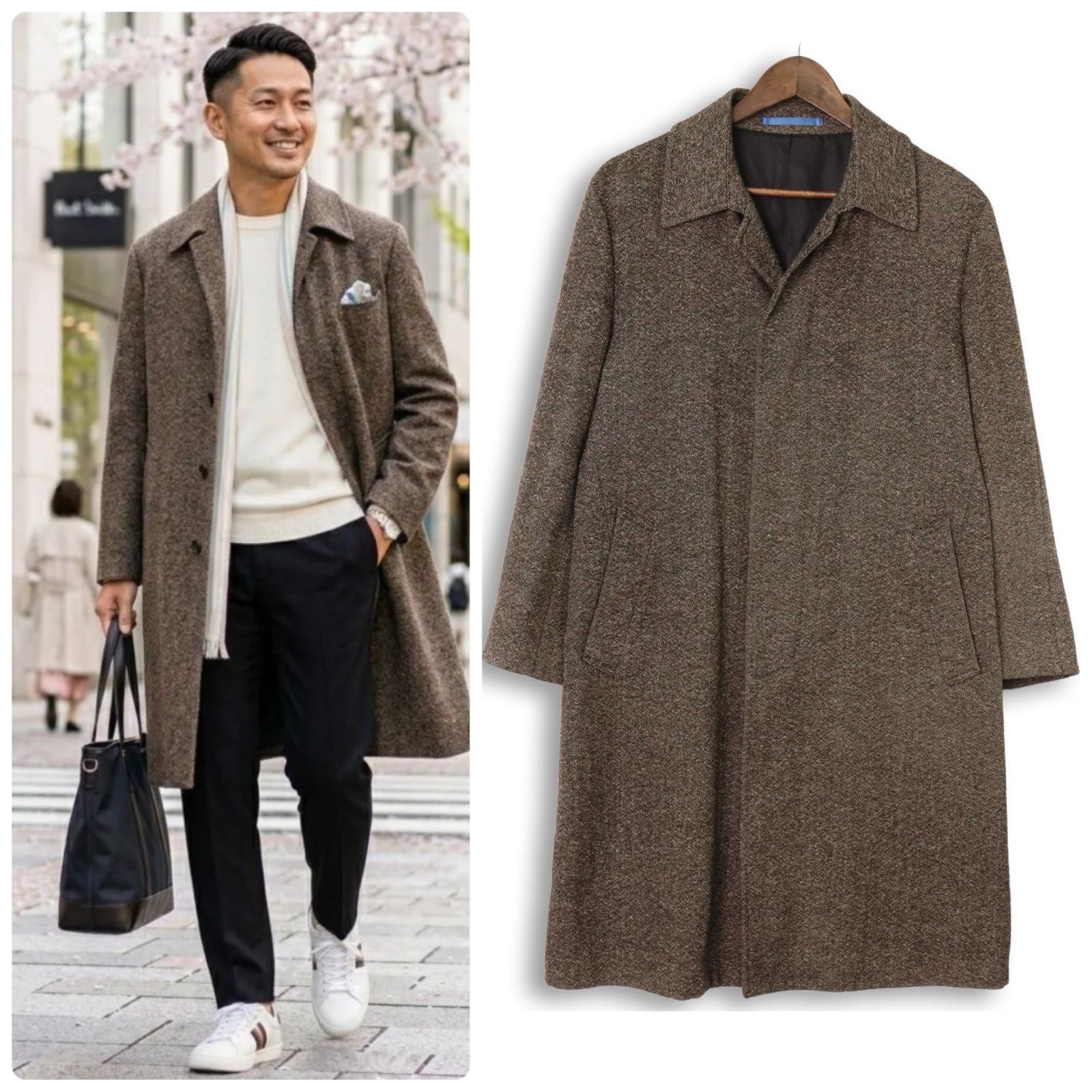 美品✨ポールスミス カシミヤ ナポレオンコート キルティング 銀ボタン 三者混 大人の魅力 ポールスミス 【極上カシミヤ×アンゴラ】 PaulSmith