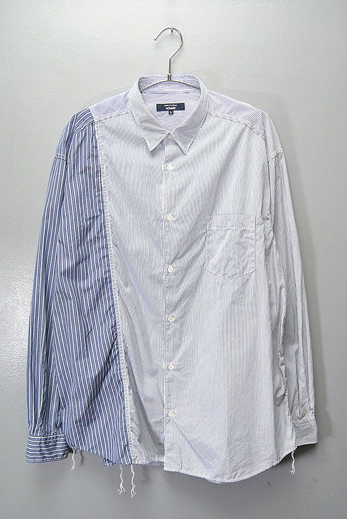 COMME des GARCONS HOMME 綿ストライプ シャツ コムデギャルソン オム 25SS ブルー ストライプ L